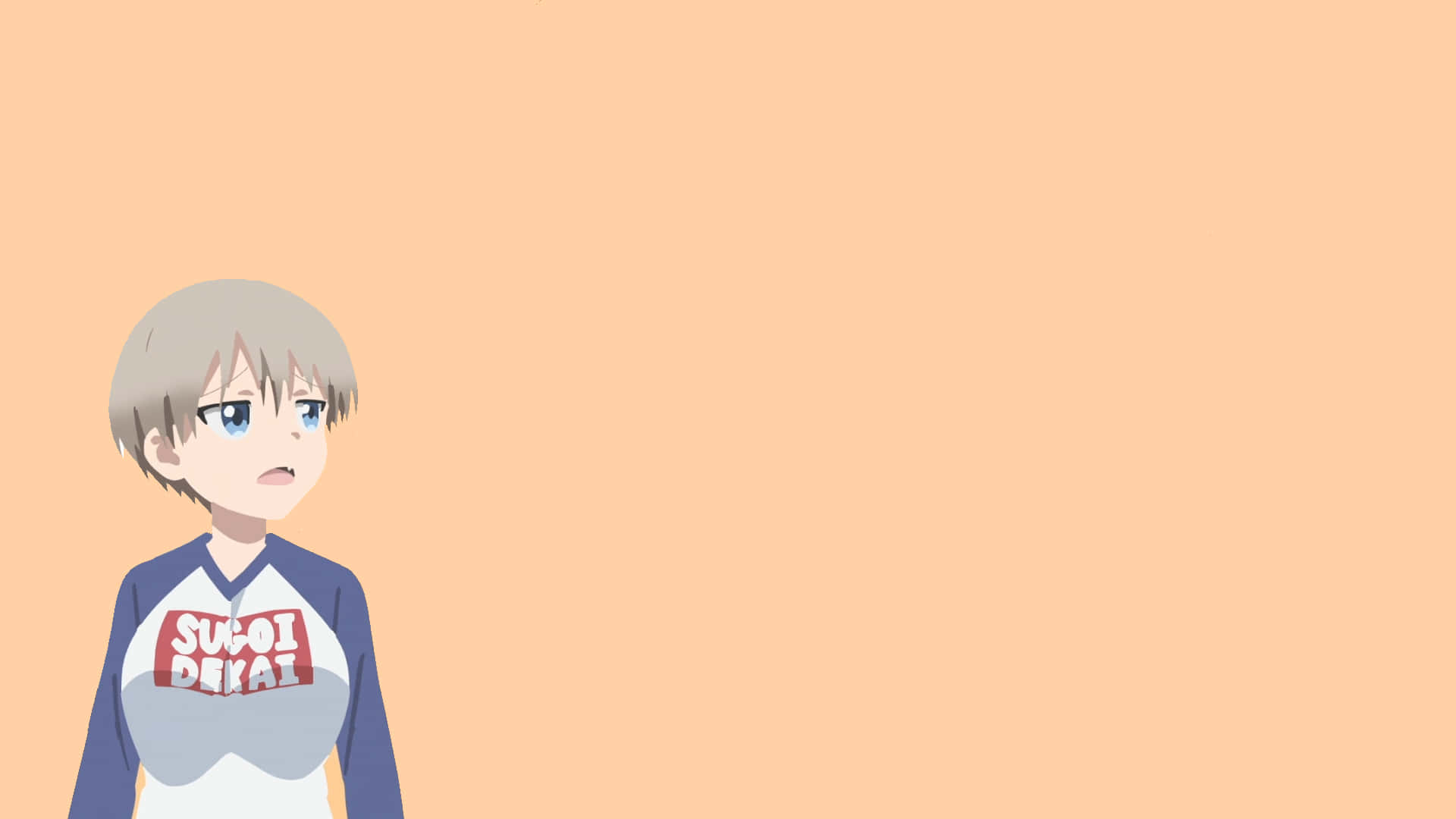 Uzaki Chan, blue and white shirt, red text, Full HD Desktop Wallpaper