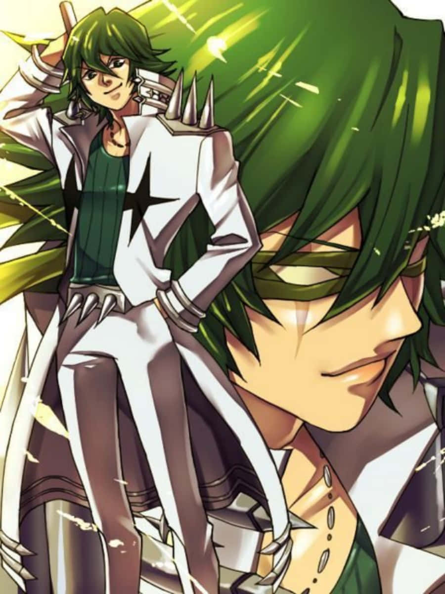 Uzu Sanageyama, spiky green hair, white armor, SD Phone Wallpaper