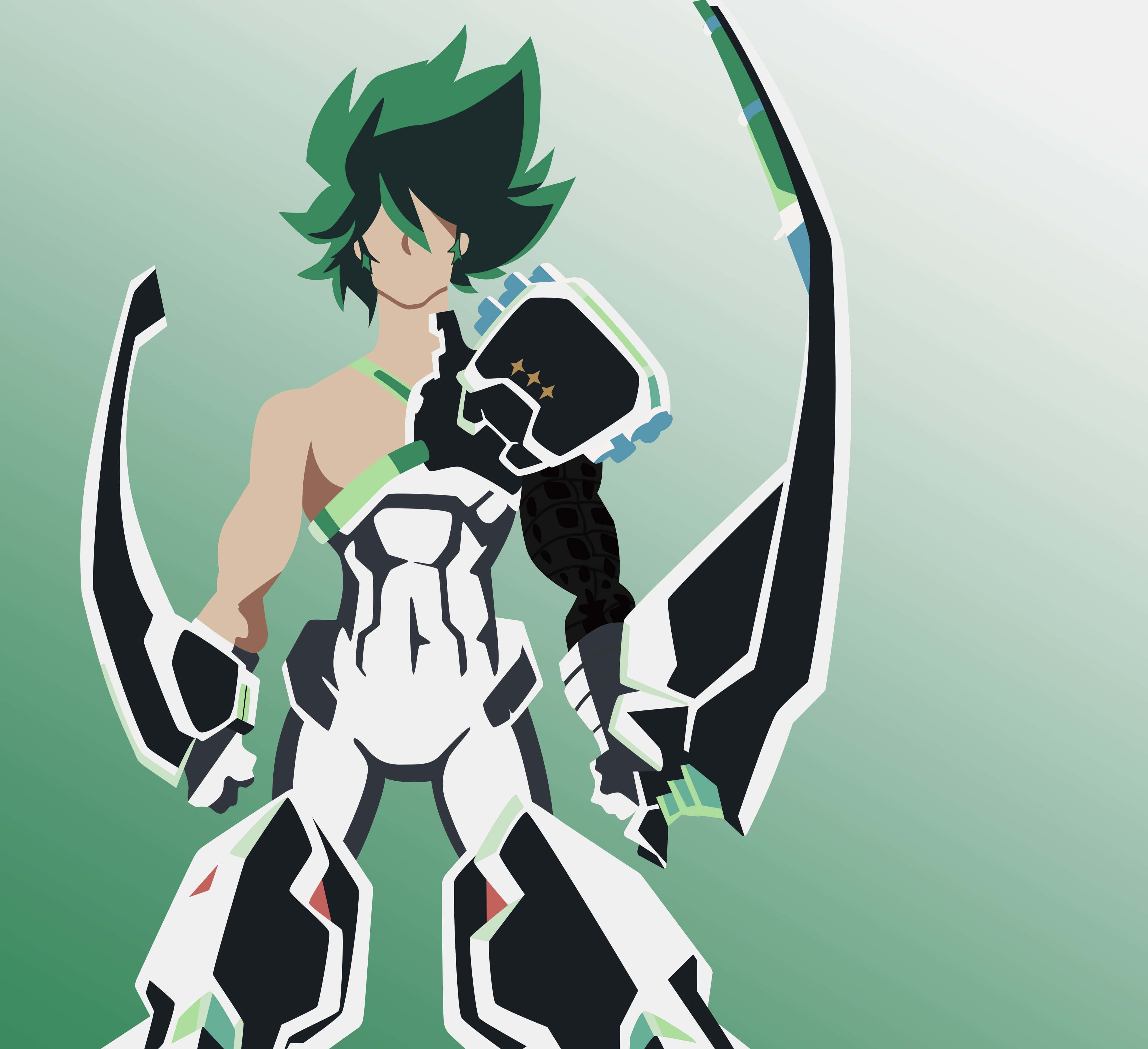 Uzu Sanageyama, green hair, black white armor, 4K Desktop Wallpaper