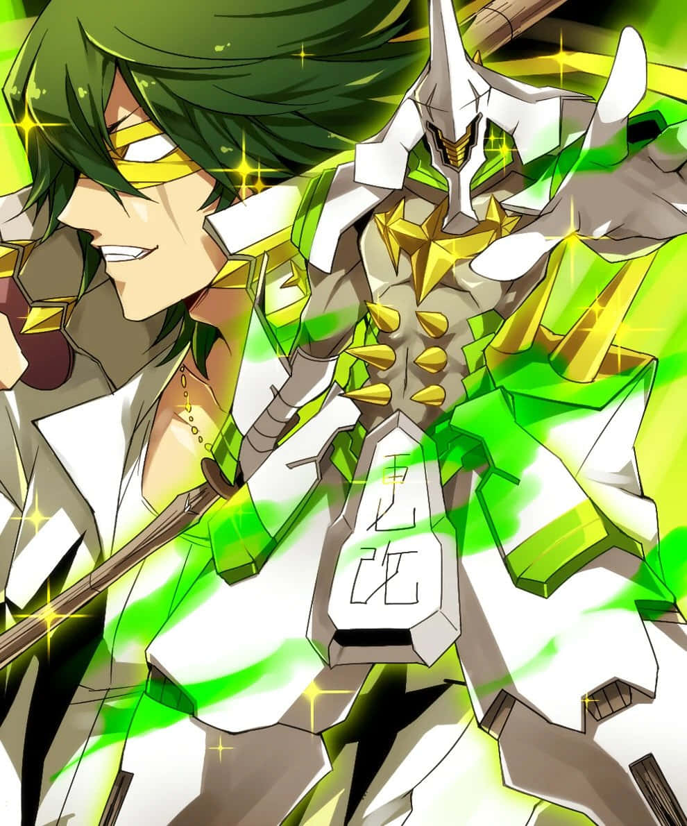 Uzu Sanageyama, green hair, yellow eyes, SD Phone Wallpaper