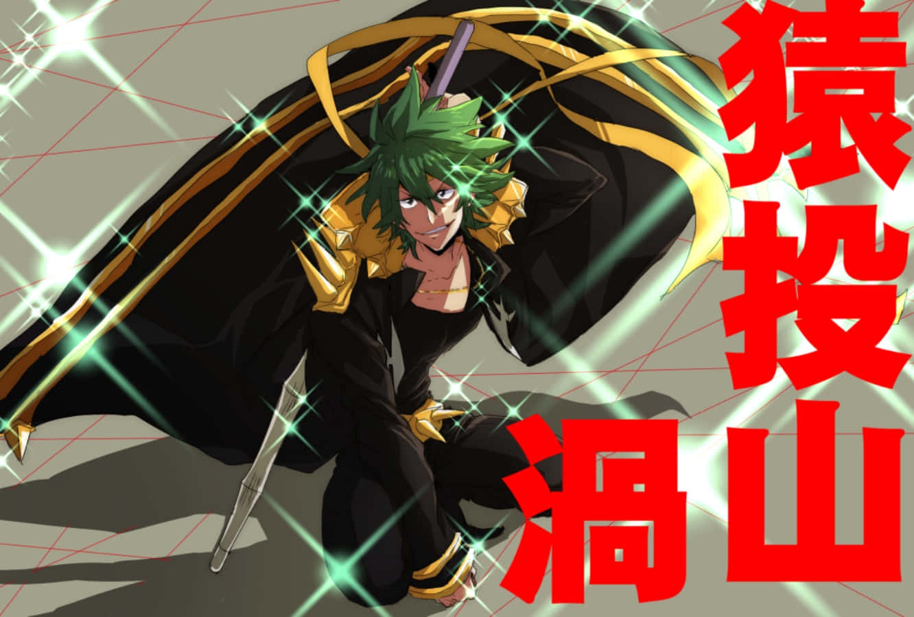 Uzu Sanageyama, green hair, black cape, HD Desktop Wallpaper