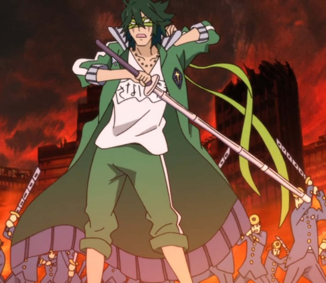 Uzu Sanageyama, green cloak, long sword, SD Desktop Wallpaper