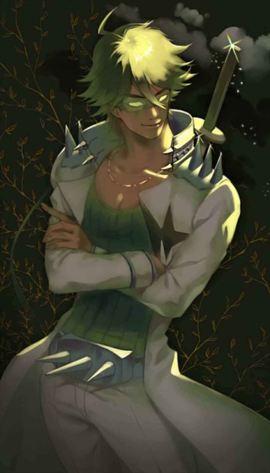 Uzu Sanageyama, spiky green hair, glowing sword, HD Phone Wallpaper