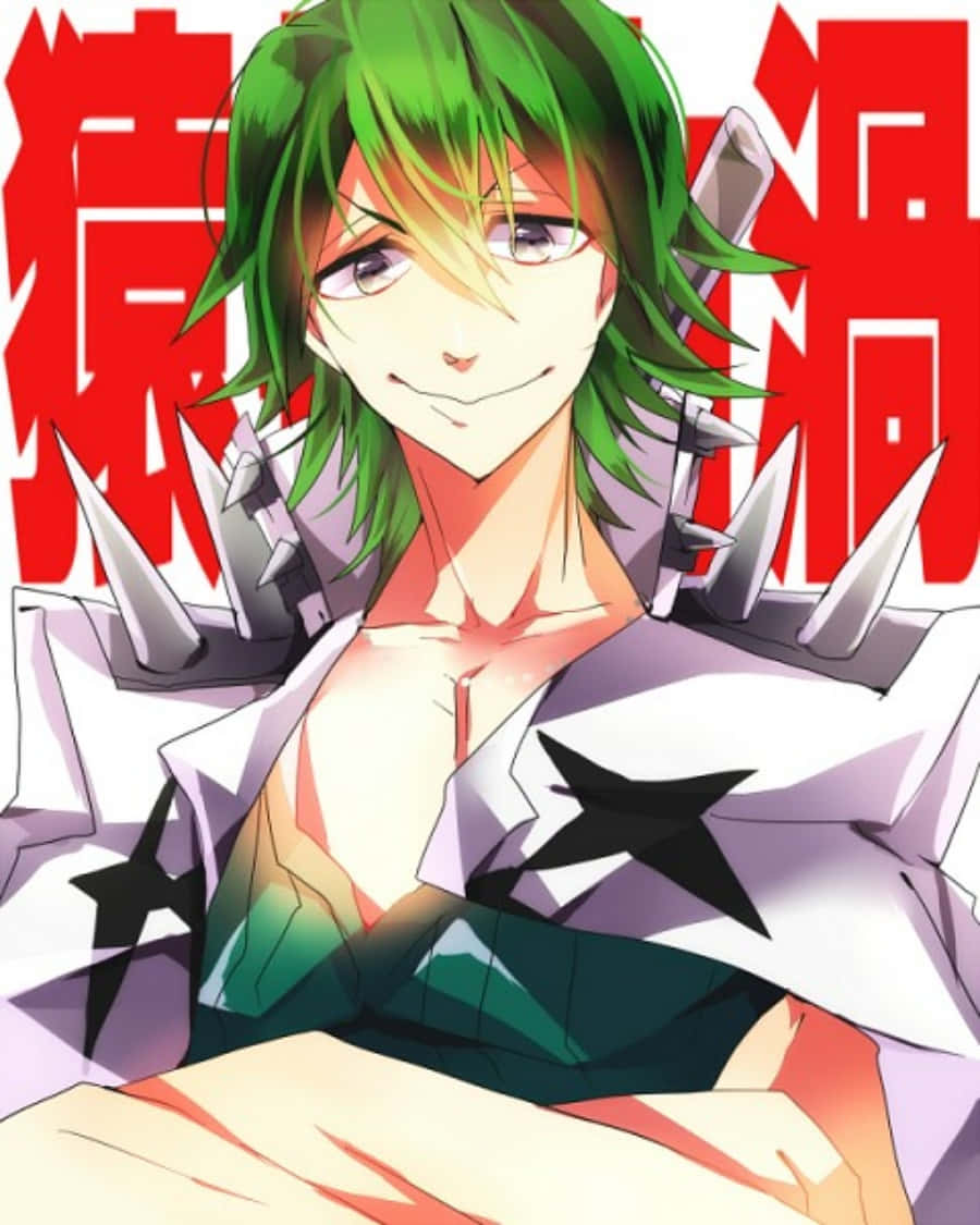 Uzu Sanageyama, green-haired anime character, spiked white outfit, SD Phone Wallpaper