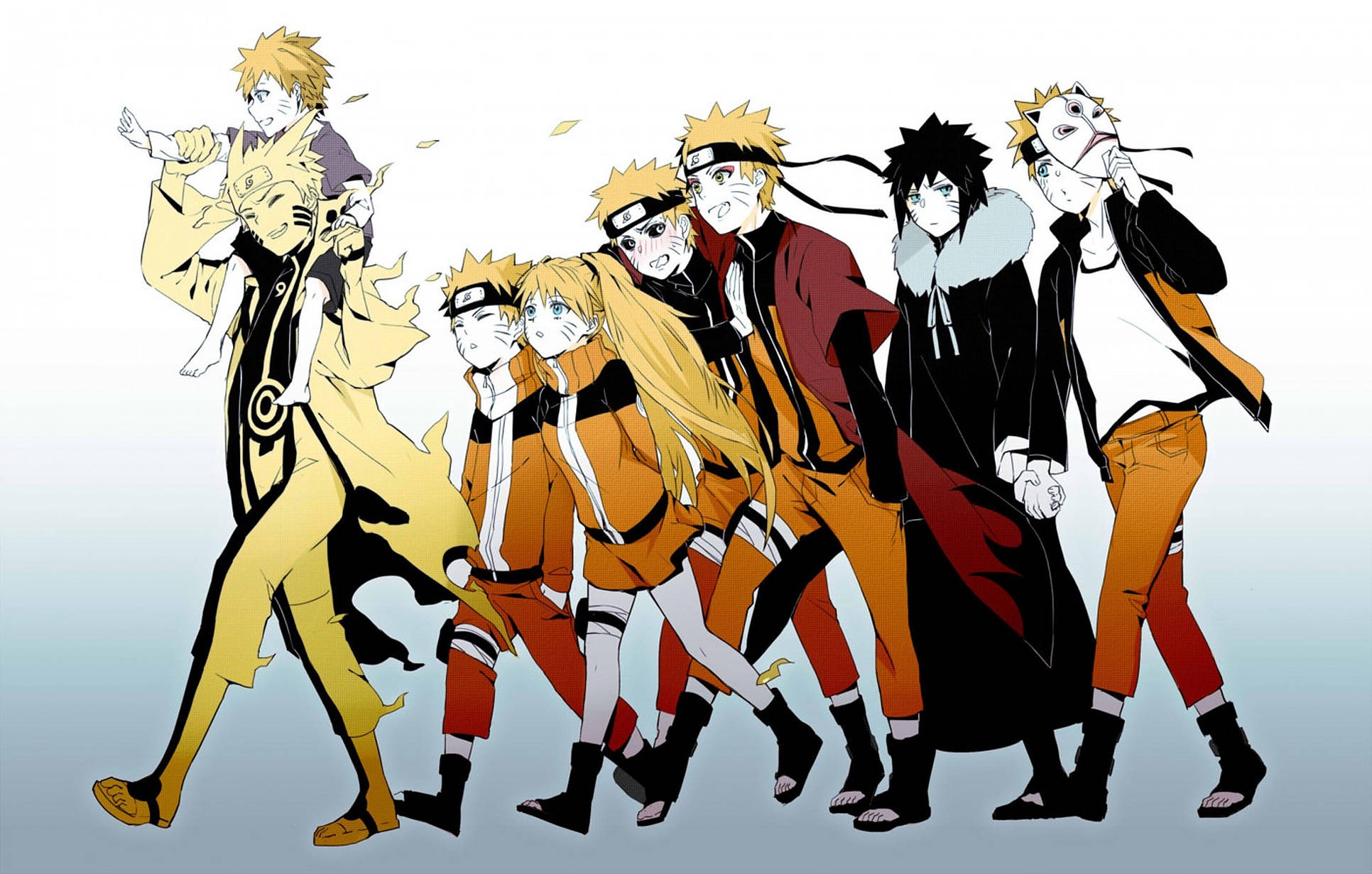 Uzumaki Clan, orange and black gear, anime group of ninjas, Full HD Desktop Wallpaper
