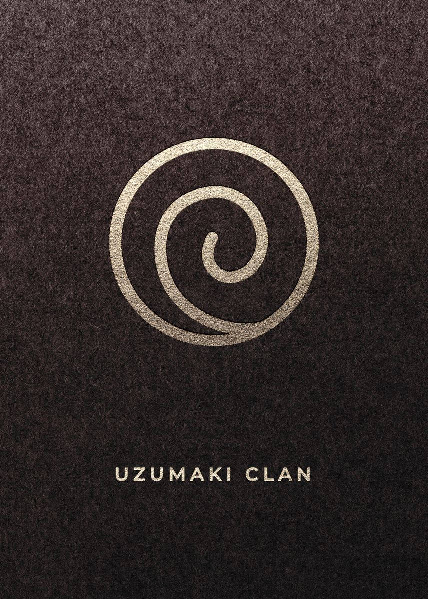 Uzumaki Clan, metallic spiral emblem, dark textured background, SD Phone Wallpaper