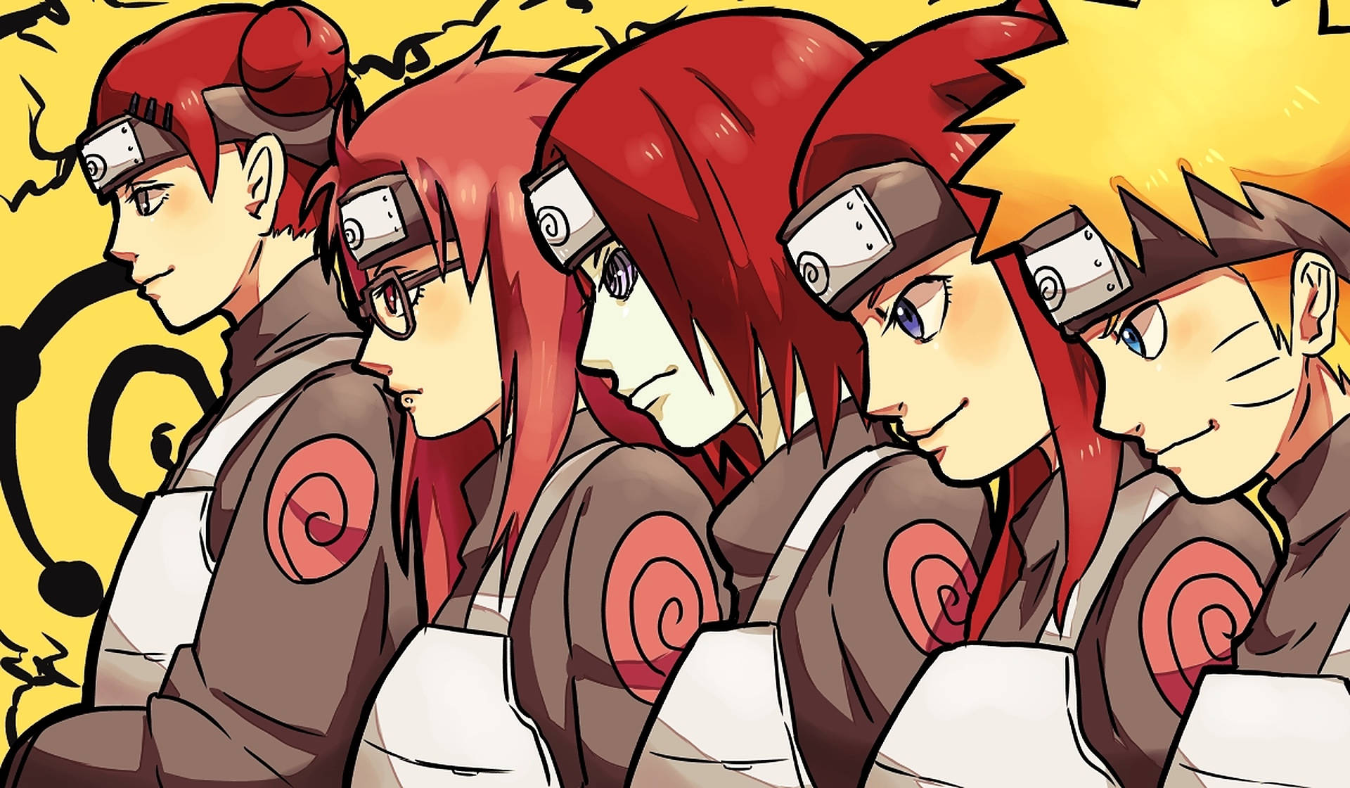 Uzumaki Clan, red hair, headbands, Full HD Desktop Wallpaper