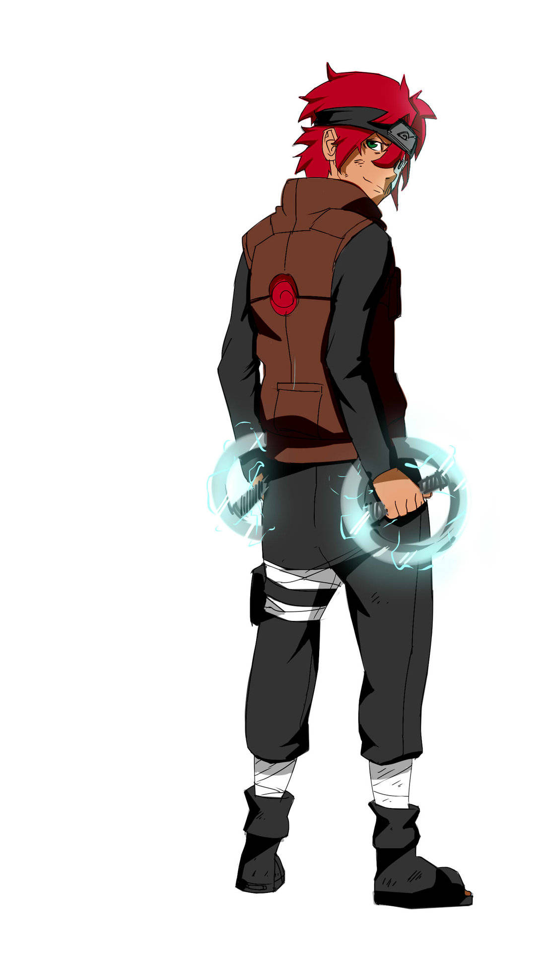 Uzumaki Clan, red spiky hair, glowing blue kunai, Full HD Phone Wallpaper