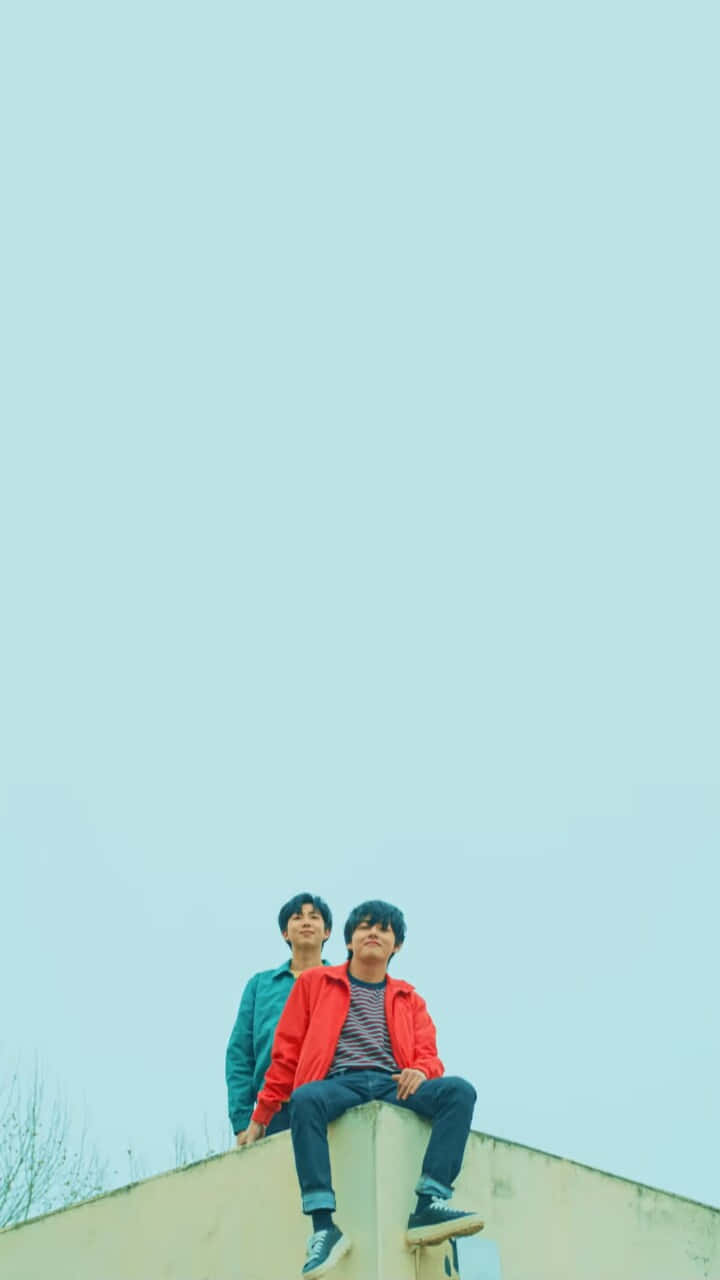 V Bts Phone, concrete structure, pale blue sky, HD Phone Wallpaper