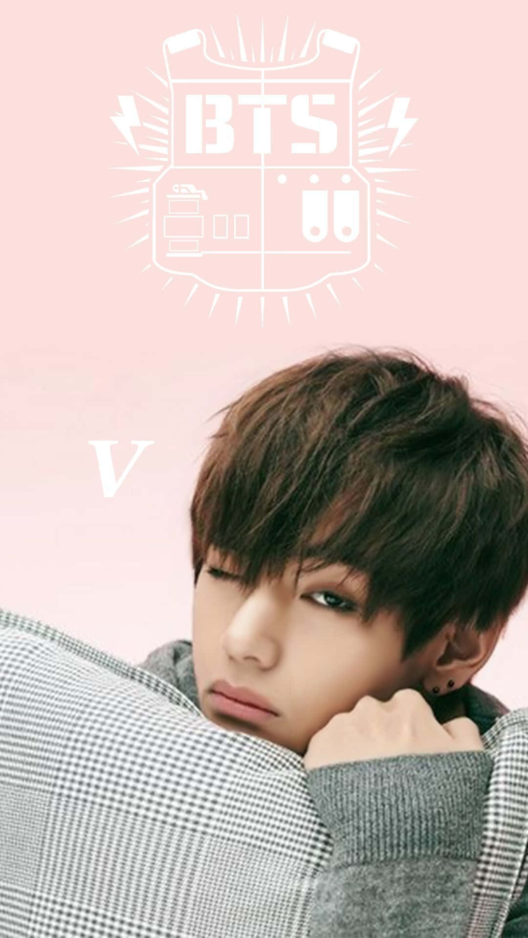 V Bts Phone, BTS logo, dark hair, Full HD Phone Wallpaper
