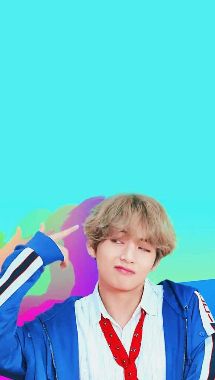 V Bts Phone, blue jacket, blonde hair, SD Phone Wallpaper