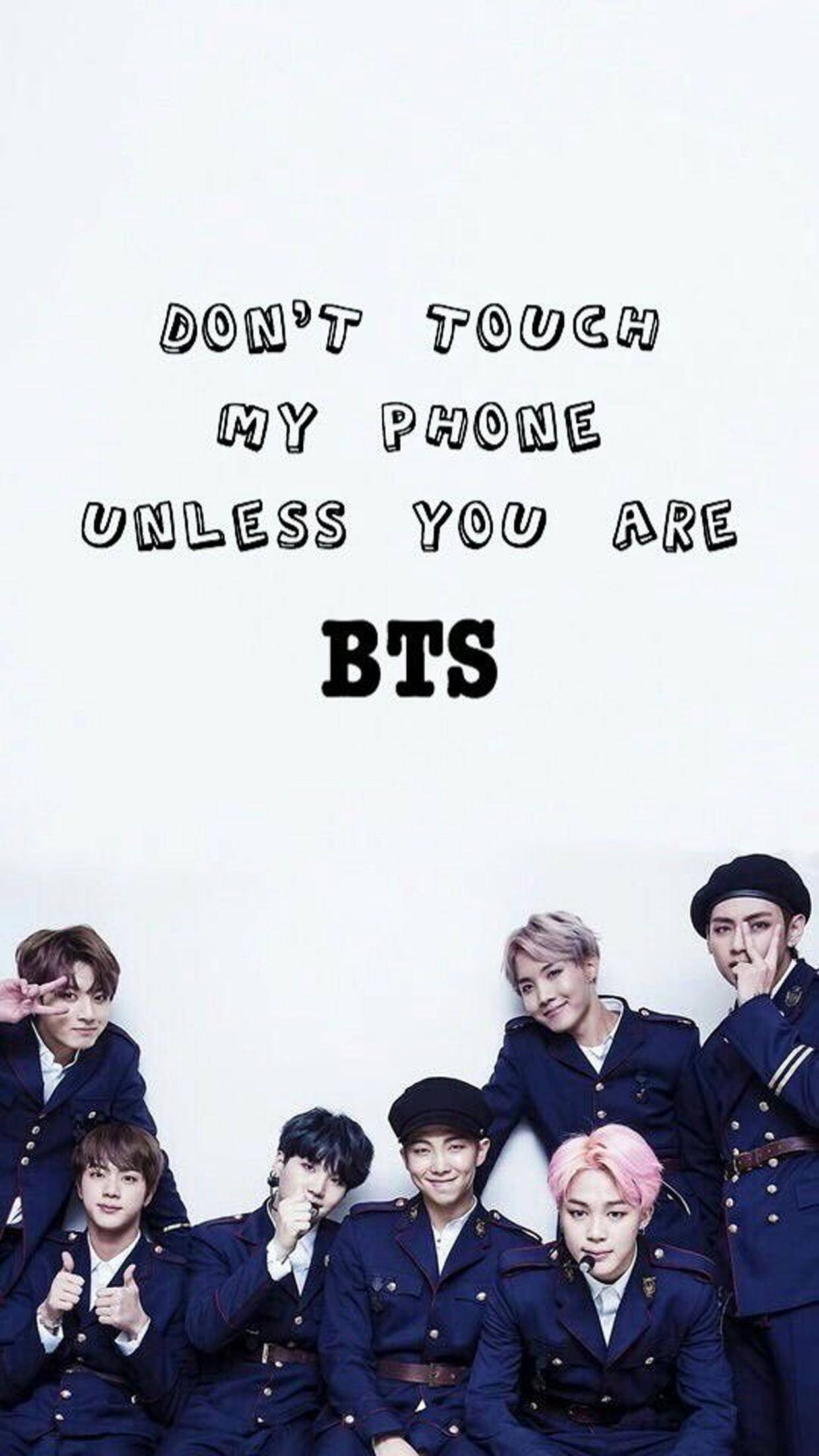 BTS, navy uniforms, bold text, Full HD Phone Wallpaper