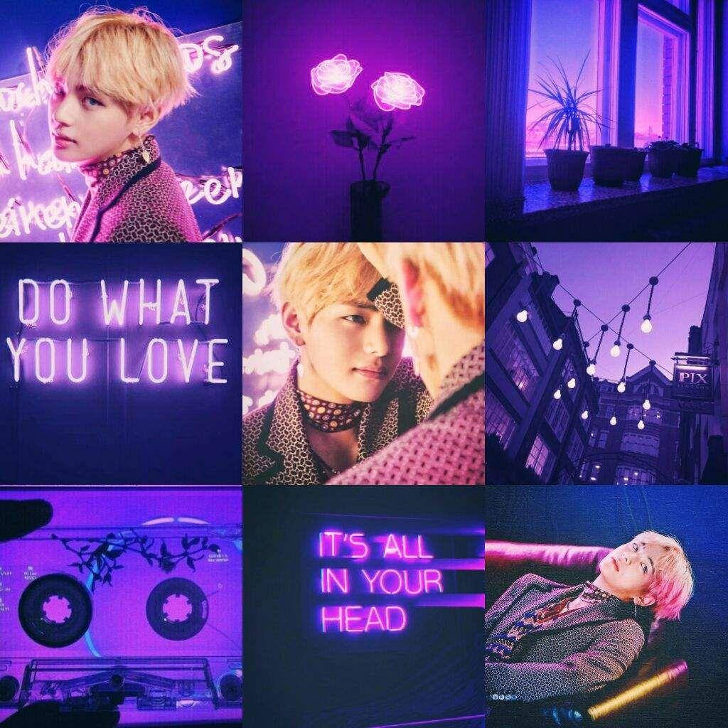V, purple, neon signs, SD Desktop Wallpaper