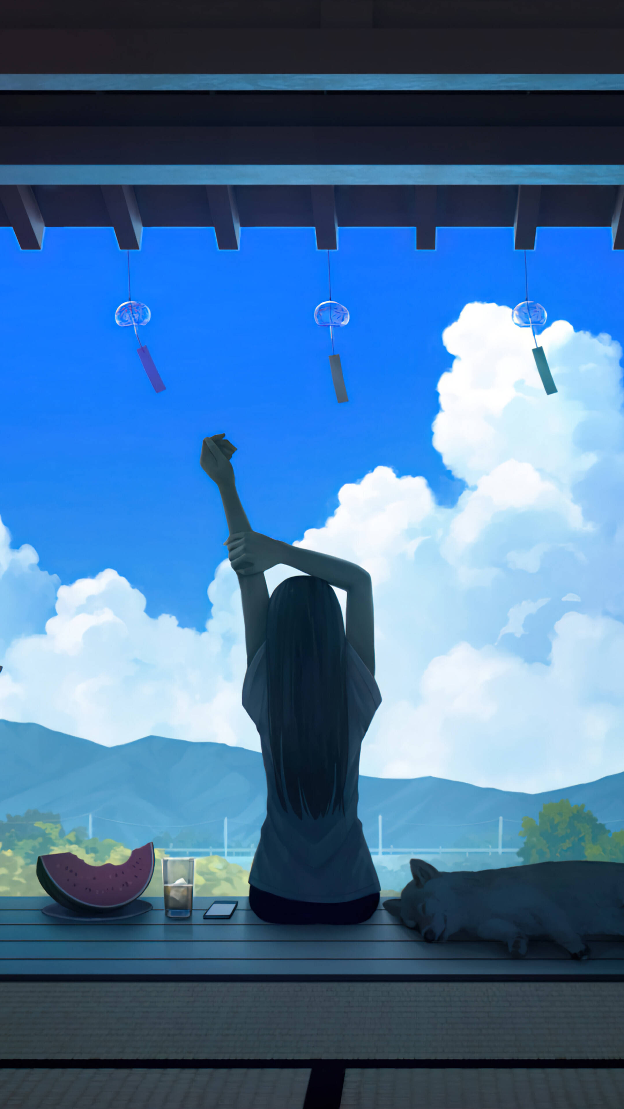 Japanese Aesthetic, iPhone, mountain scenery, 4K Phone Wallpaper