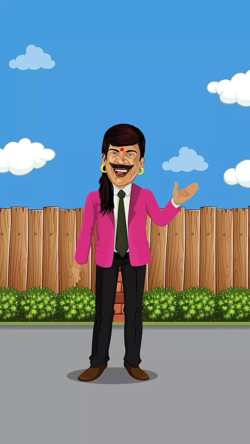 Cartoon Vadivelu, pink blazer, green tie, HD Phone Wallpaper