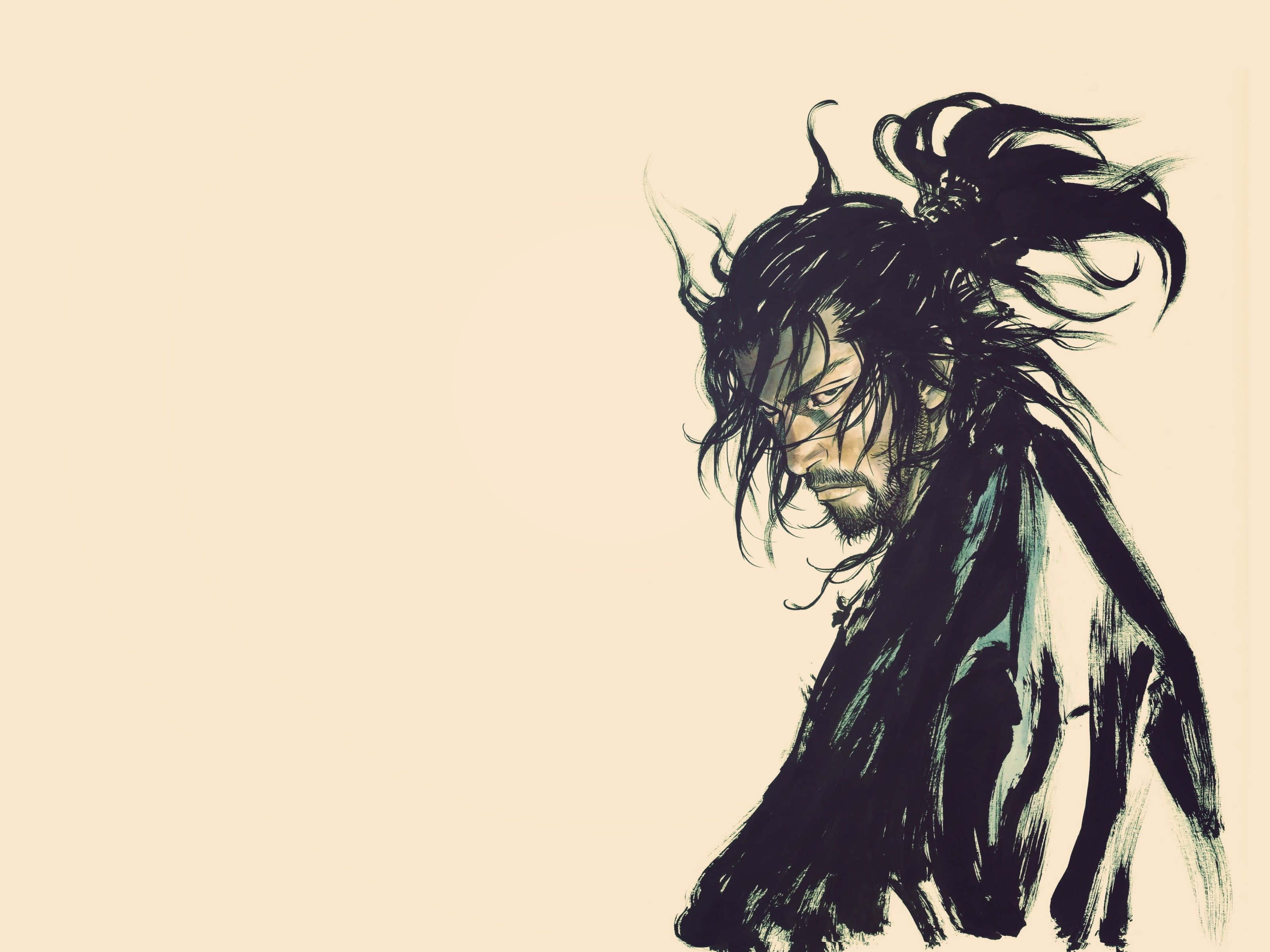 Vagabond Manga, samurai, ink-wash illustration, 2K Desktop Wallpaper