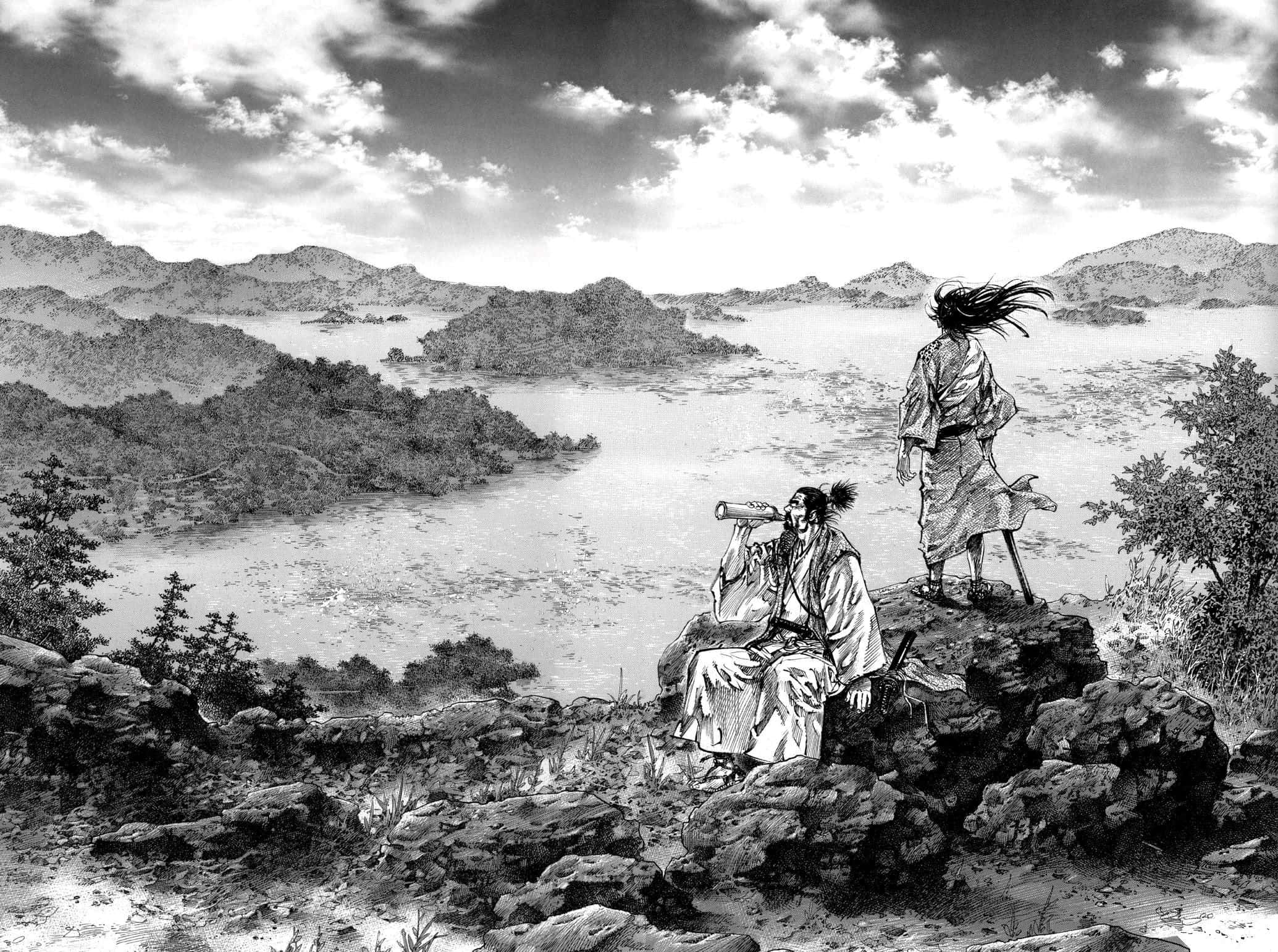 Vagabond Manga, samurai, traditional robes, Full HD Desktop Wallpaper
