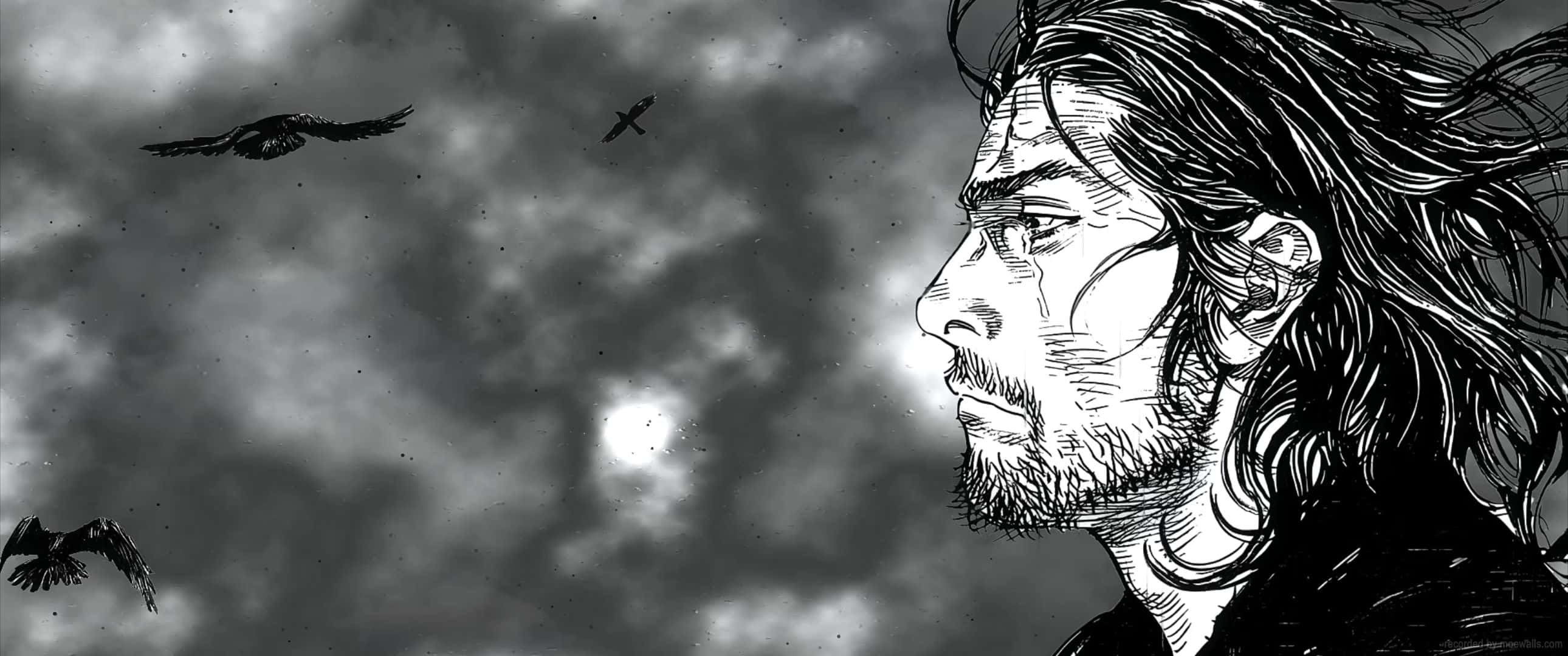 Vagabond Manga, contemplative warrior, long hair, 2K Desktop Wallpaper