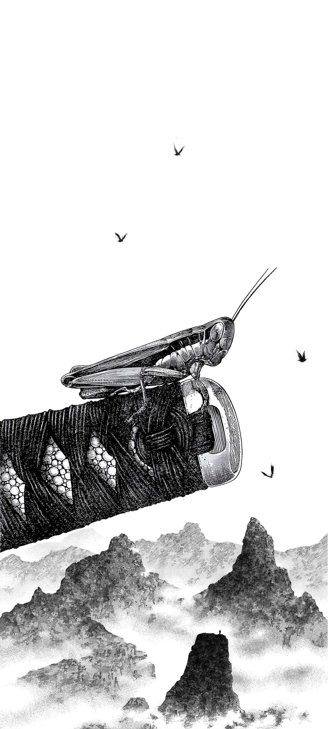 Vagabond Manga, samurai meditation, grasshopper, Full HD Phone Wallpaper