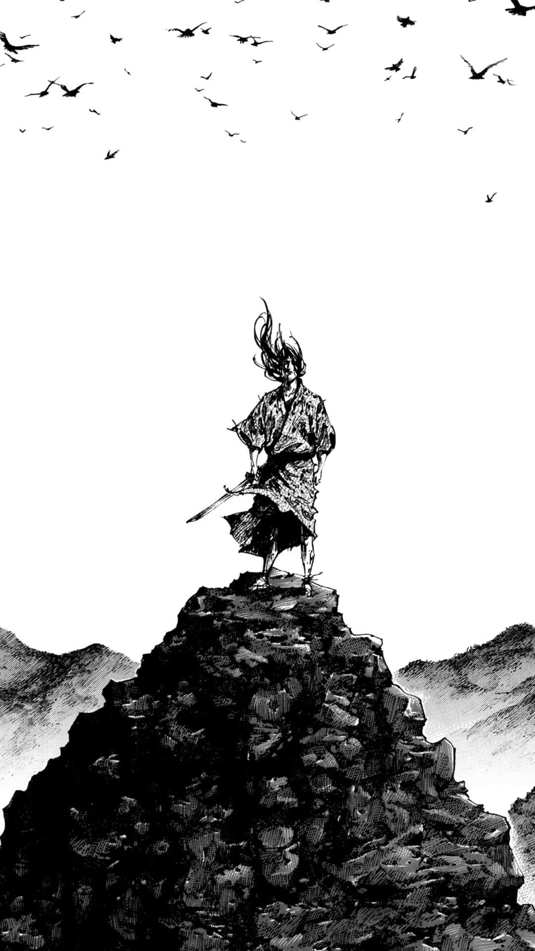 Vagabond Manga, samurai, mountain peak, Full HD Phone Wallpaper