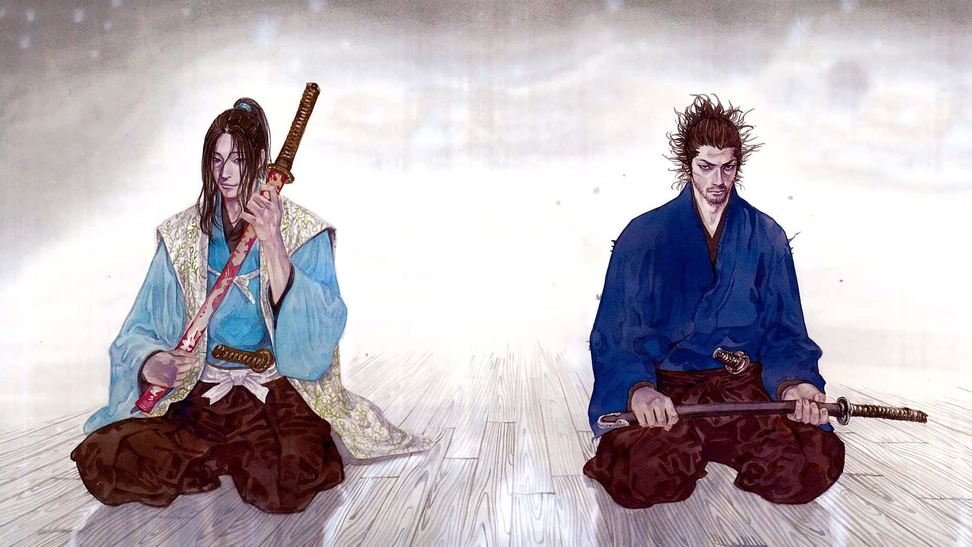 Vagabond Manga, samurai, blue robe, Full HD Desktop Wallpaper