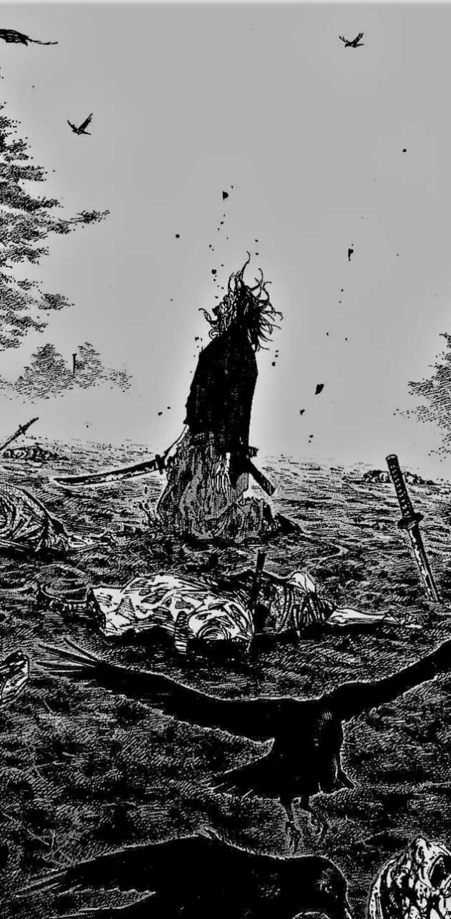 Vagabond Manga, aftermath scene, lone warrior, HD Phone Wallpaper