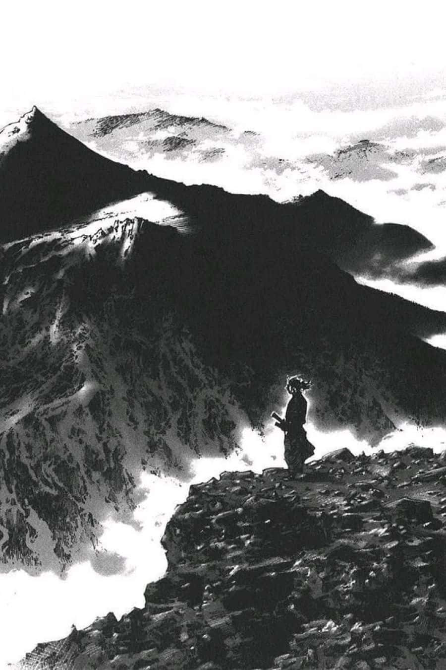 Vagabond Manga, mountain peak, sea of clouds, HD Phone Wallpaper