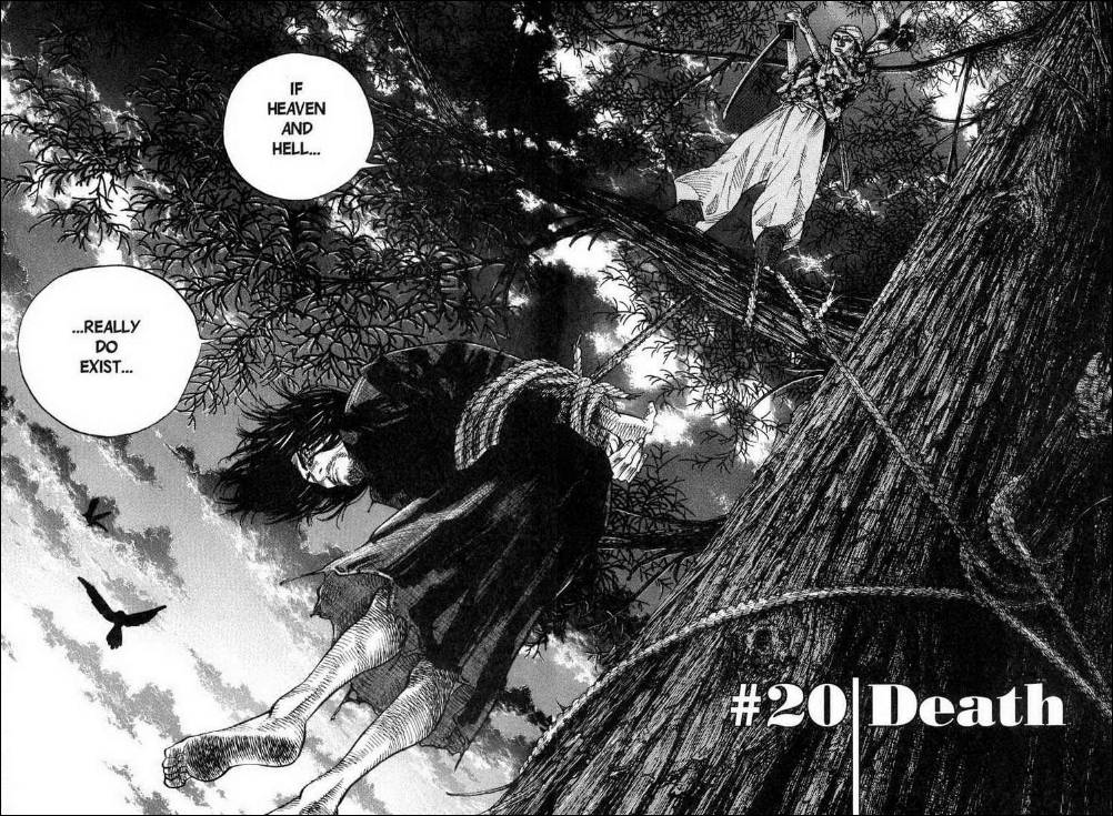 Vagabond, manga panel, figure hanging from a tree, SD Desktop Wallpaper