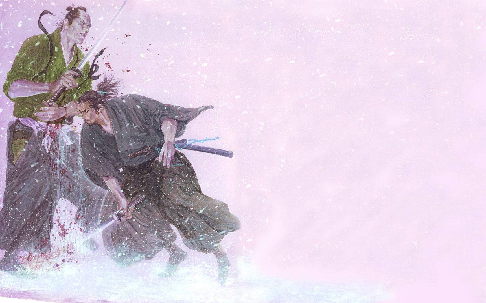 Vagabond, samurai, snowy landscape, HD Desktop Wallpaper