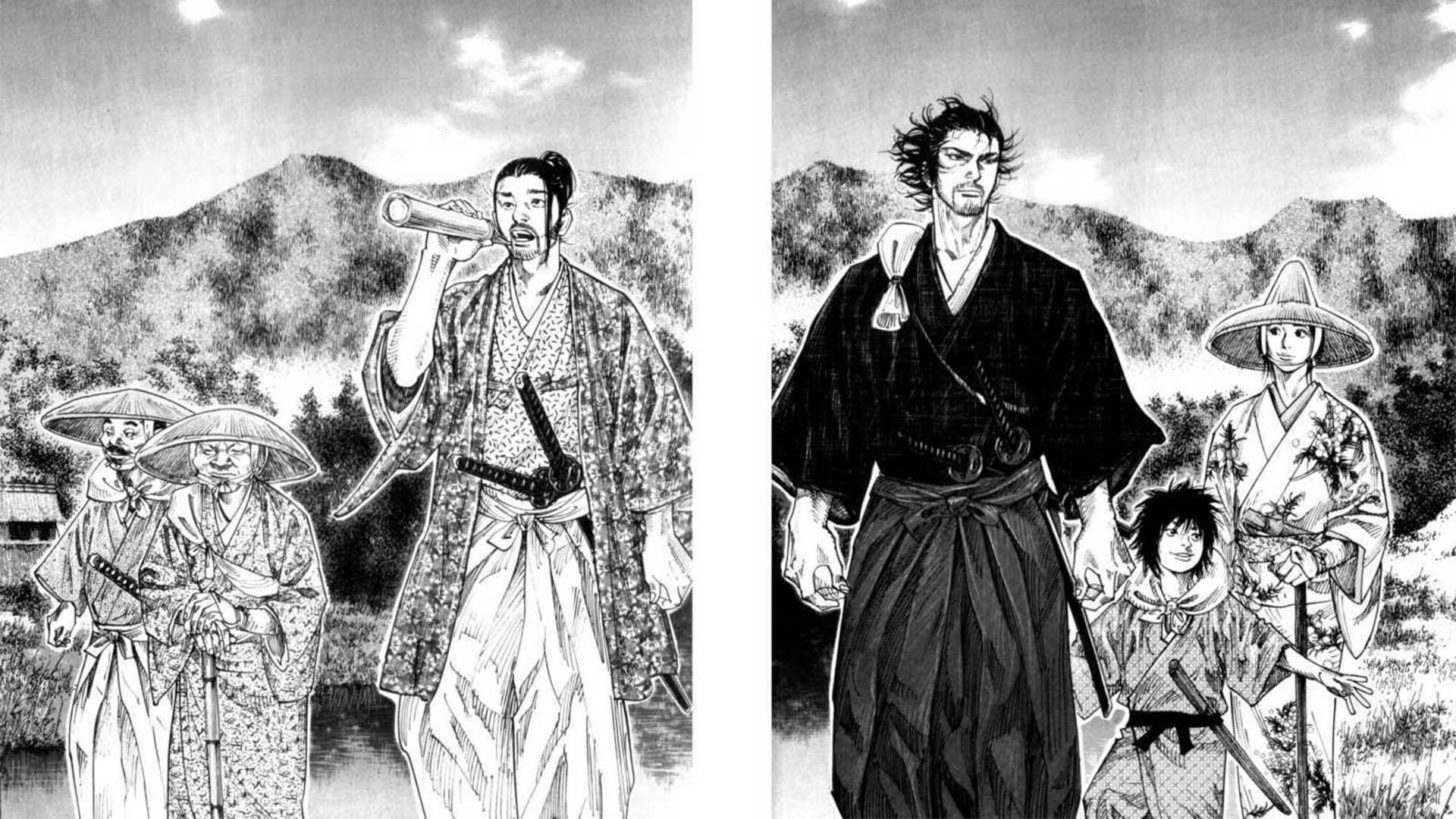 Vagabond, samurai, mountainous landscapes, Full HD Desktop Wallpaper
