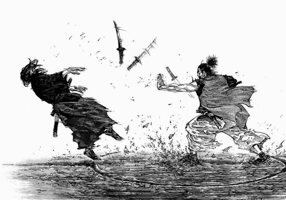 Vagabond, samurai, black and white ink drawing, SD Desktop Wallpaper