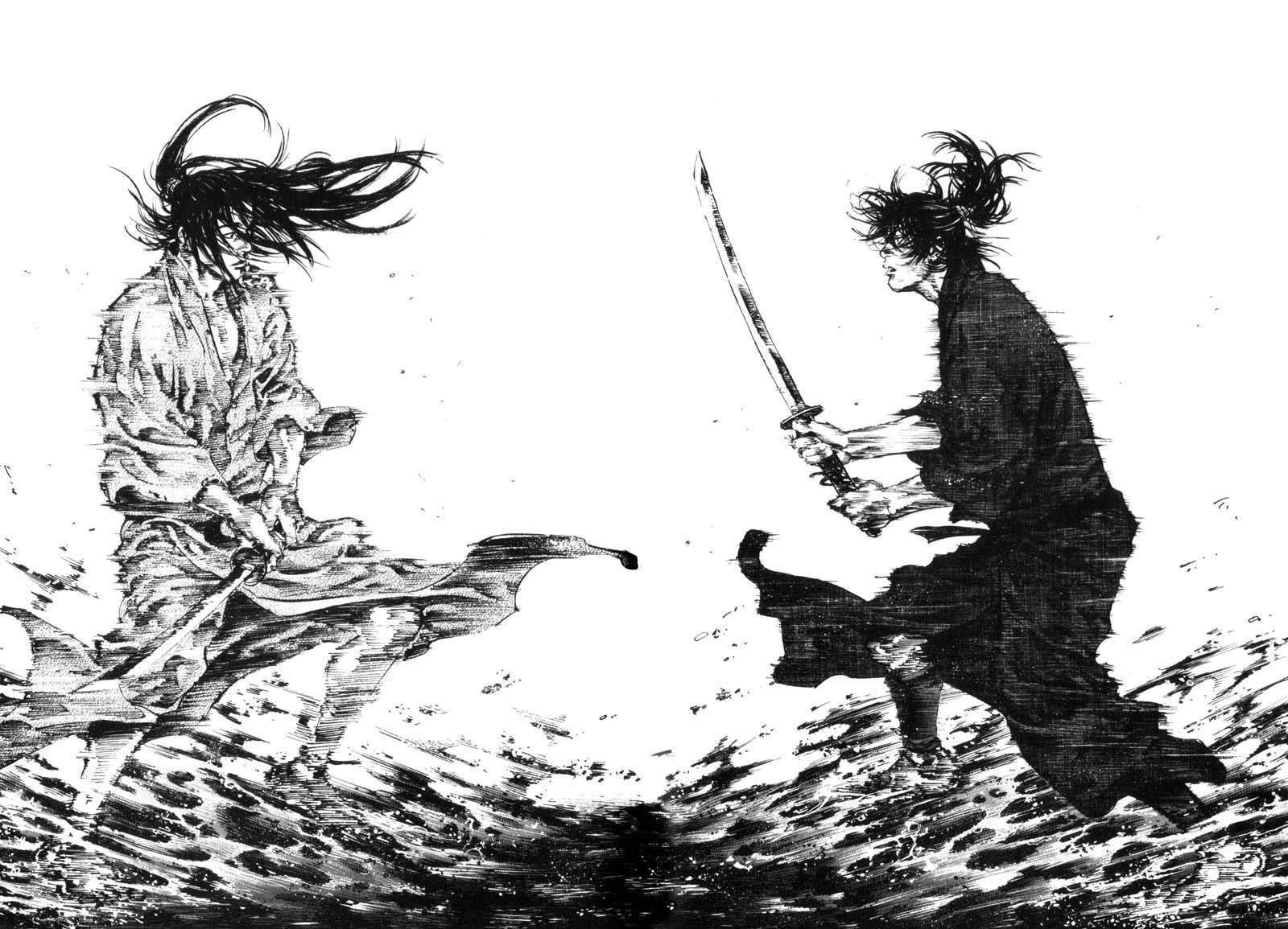 Vagabond, samurai, black and white ink illustration, HD Desktop Wallpaper