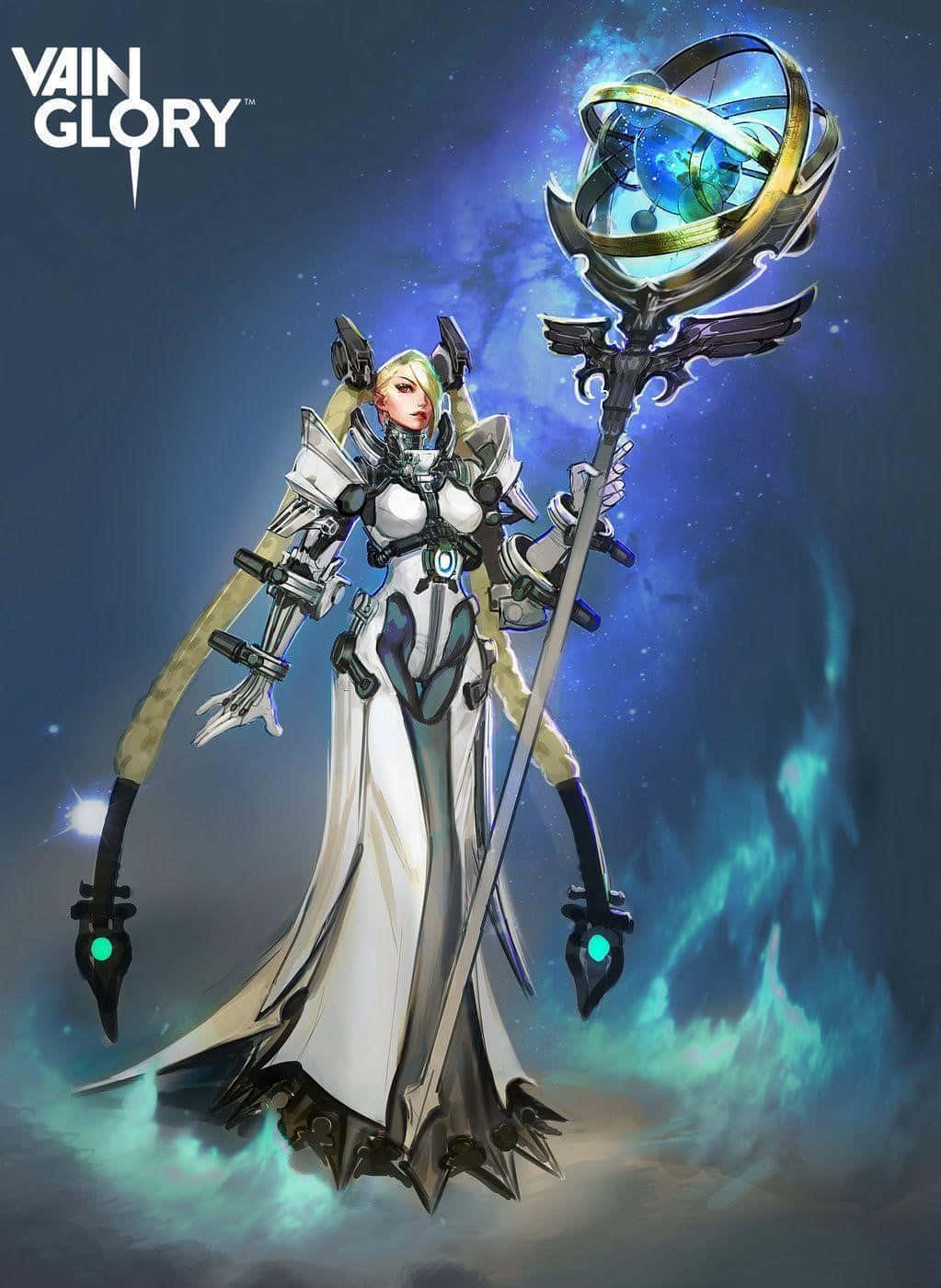 Vainglory, futuristic female warrior, white and silver armor, HD Phone Wallpaper