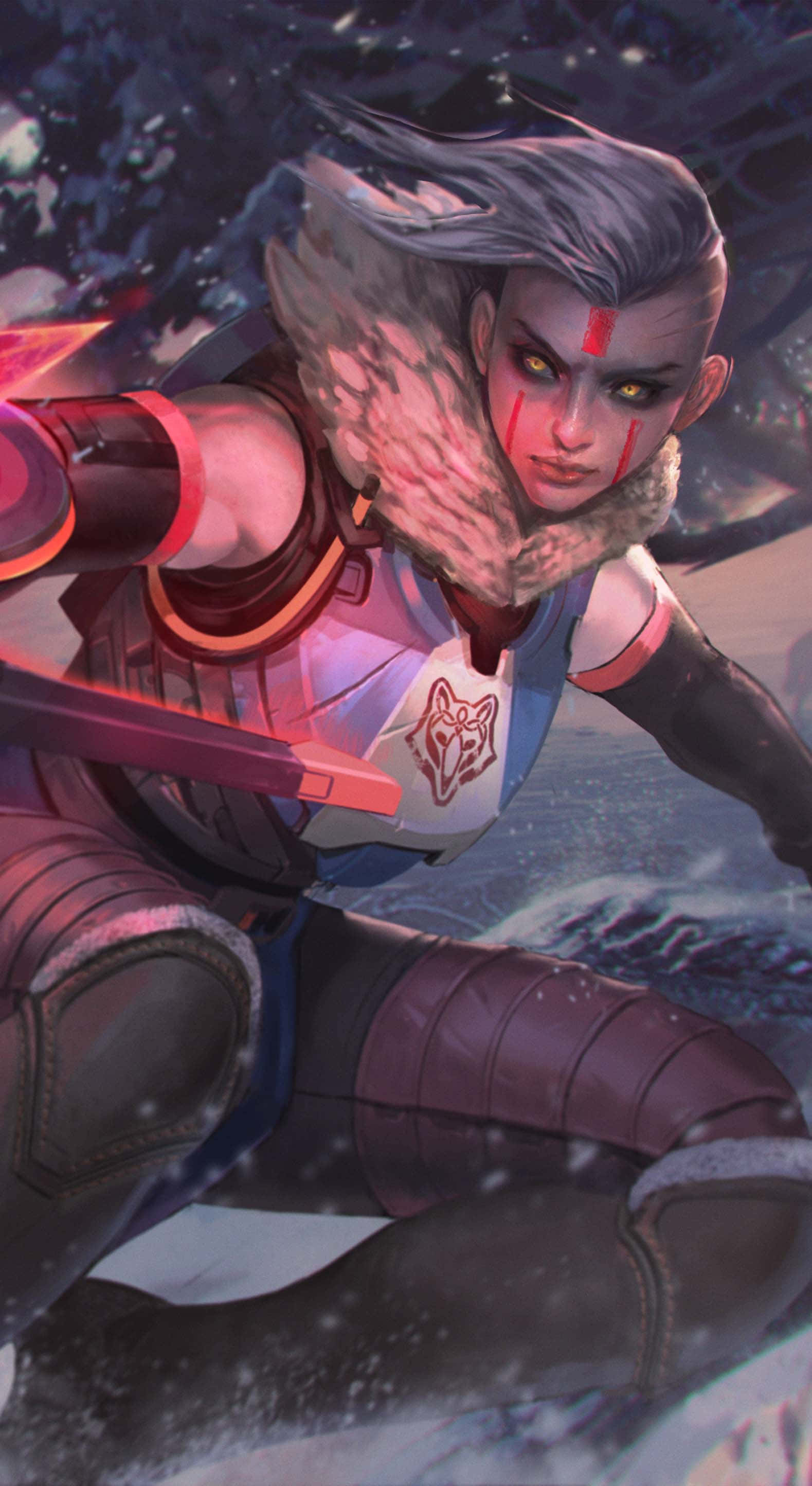 Vainglory, fierce warrior, gray hair, 2K Phone Wallpaper