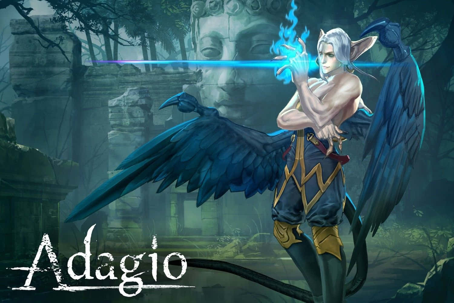 Vainglory, silver-haired elf, blue wings, HD Desktop Wallpaper