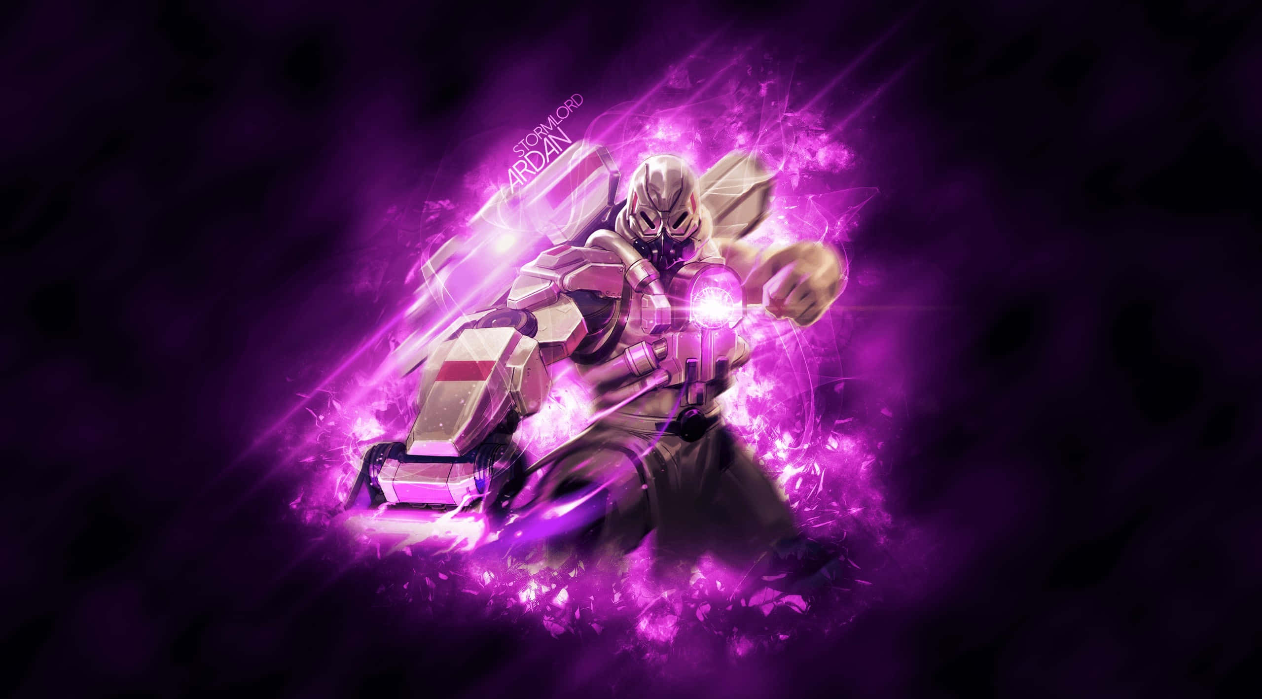 Vainglory, armored warrior, glowing purple energy, Full HD Desktop Wallpaper