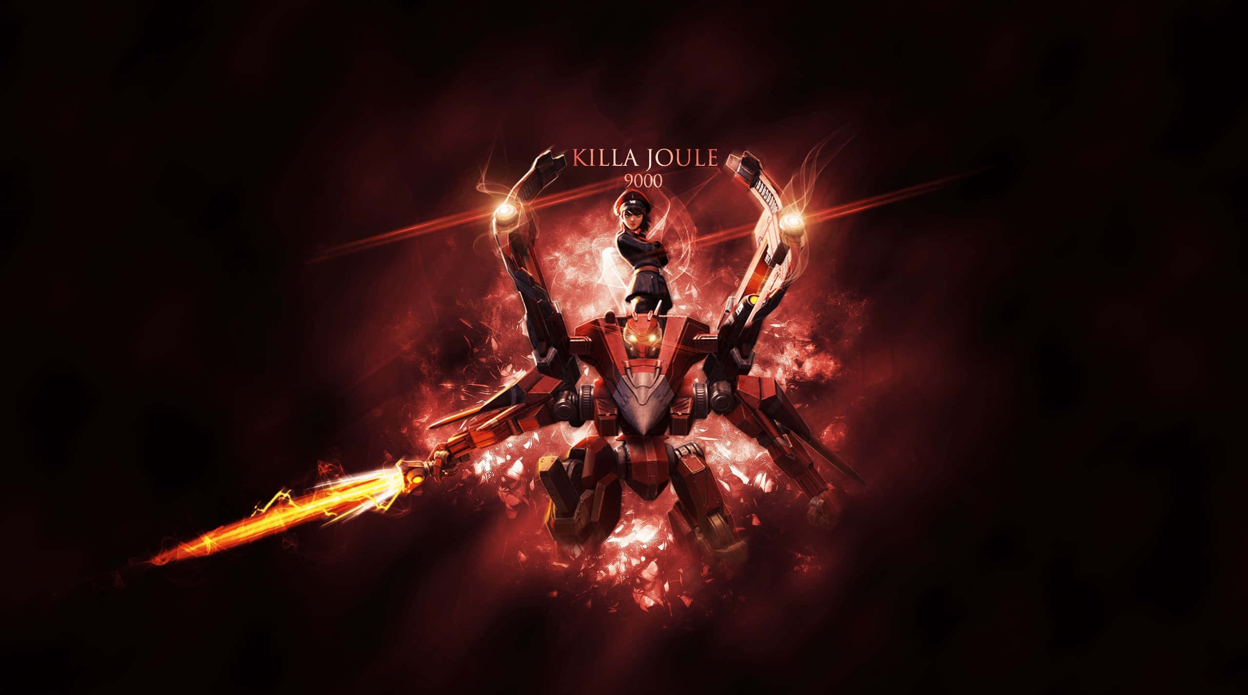 Vainglory, red armored mech, glowing weapons, Full HD Desktop Wallpaper