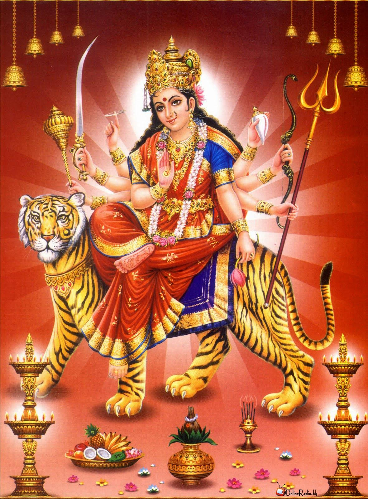 Vaishno Devi, henna on her feet, multi-armed Hindu goddess, HD Phone Wallpaper