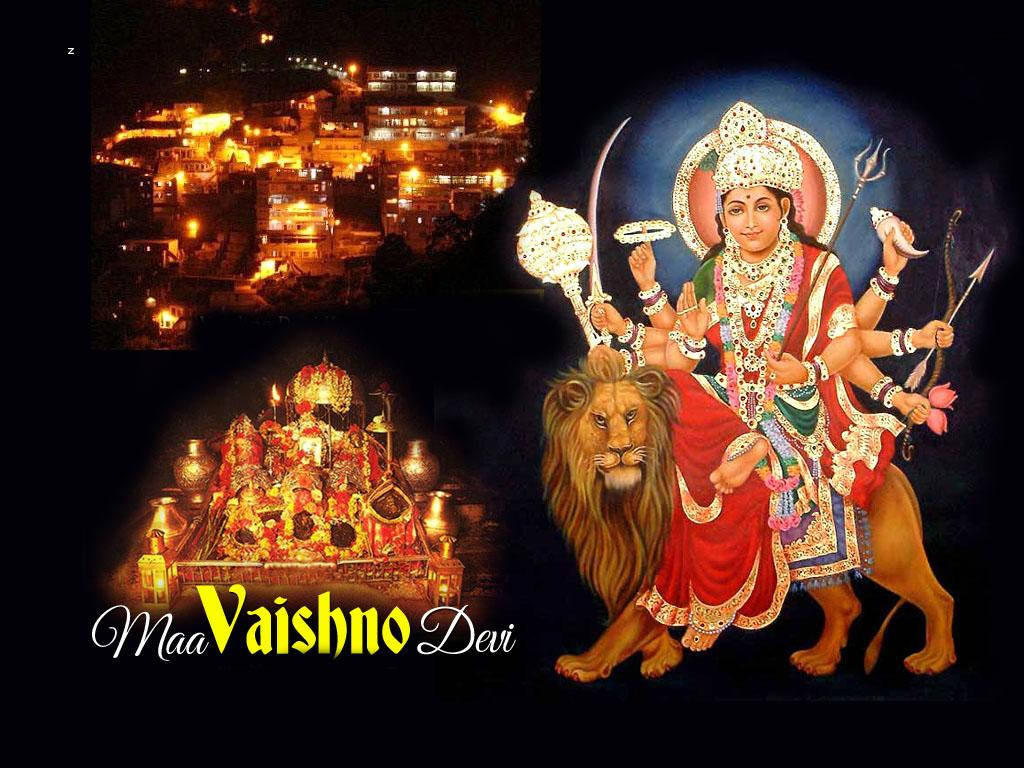 Vaishno Devi, male lion, night scene, SD Desktop Wallpaper
