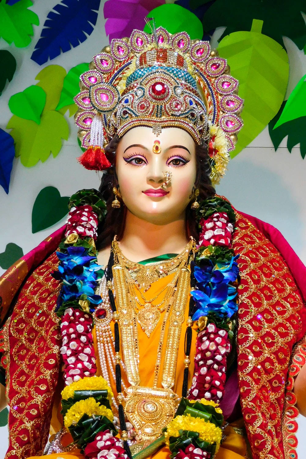 Vaishno Devi, lotus petal mukut, jeweled crown, HD Phone Wallpaper