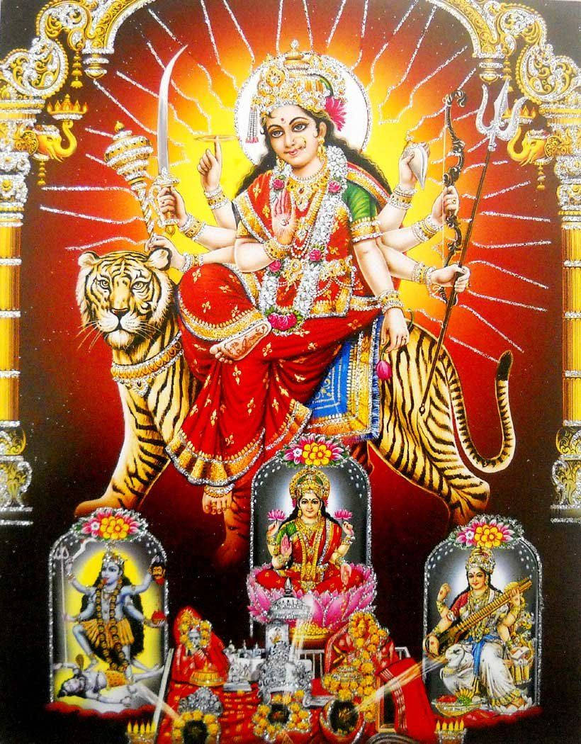 Vaishno Devi, sun rise, multi-armed goddess Durga, SD Phone Wallpaper