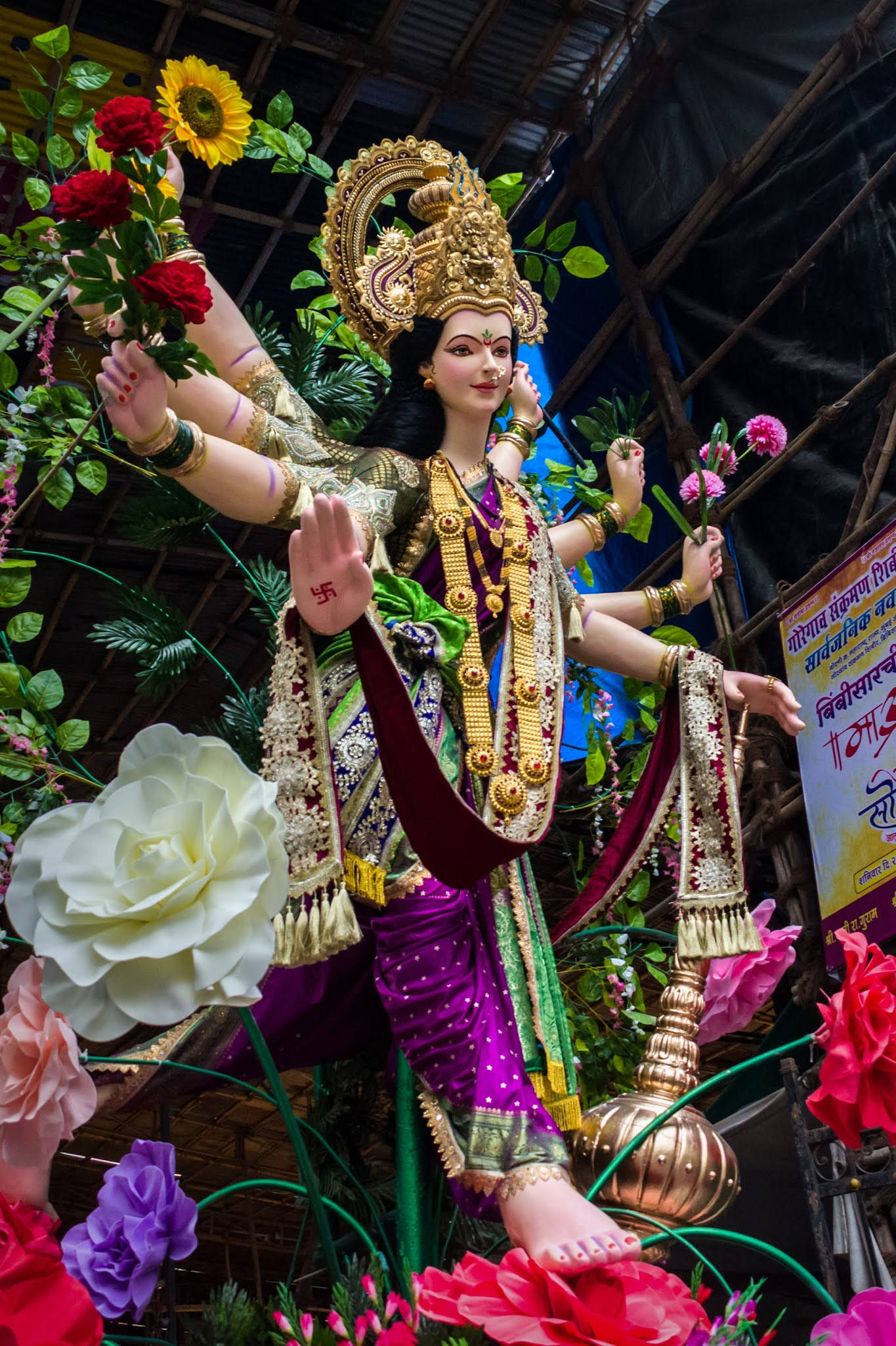 Vaishno Devi, lotus flower, gold, Full HD Phone Wallpaper