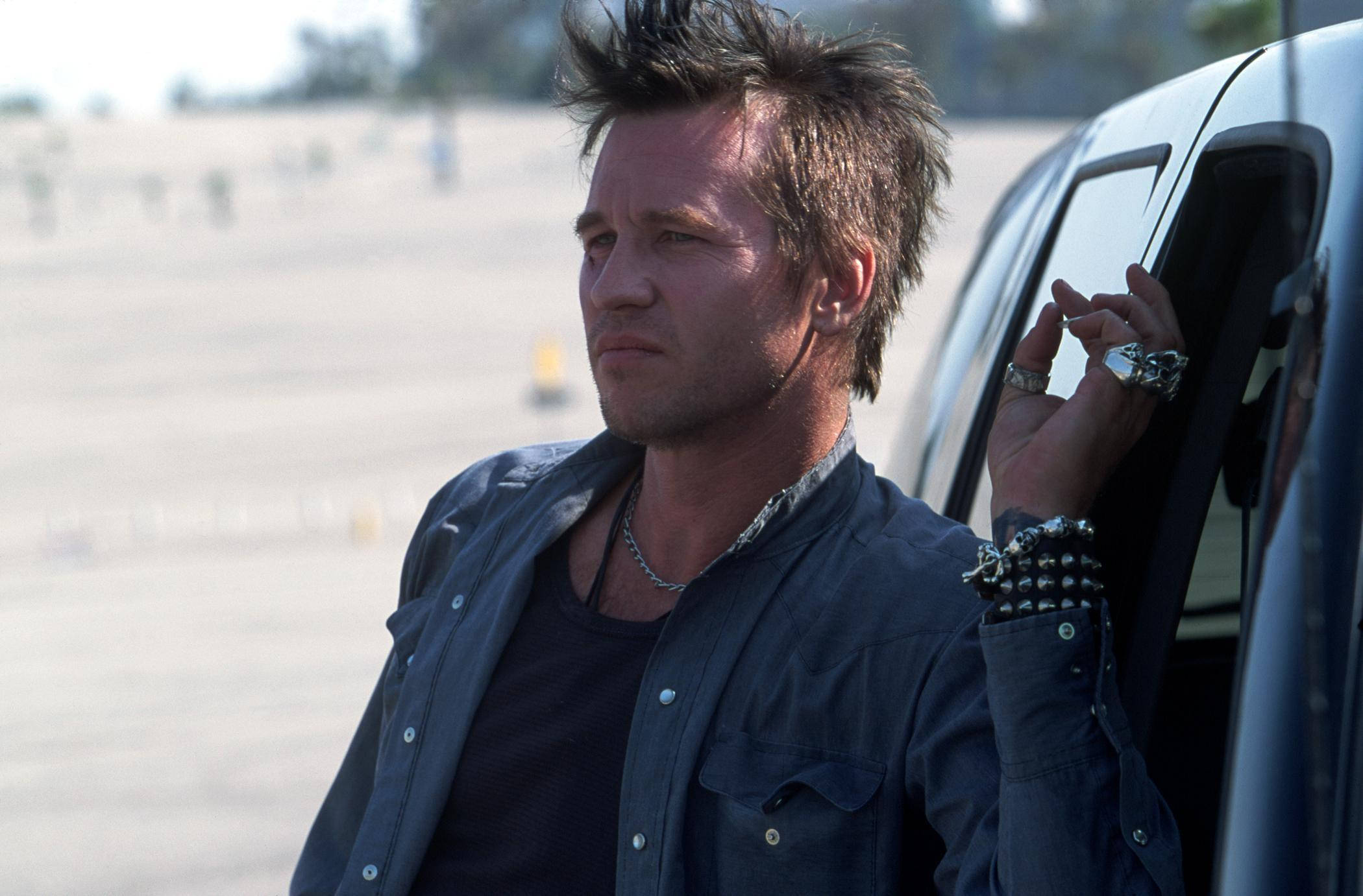 Val Kilmer, spiked hair, denim, Full HD Desktop Wallpaper