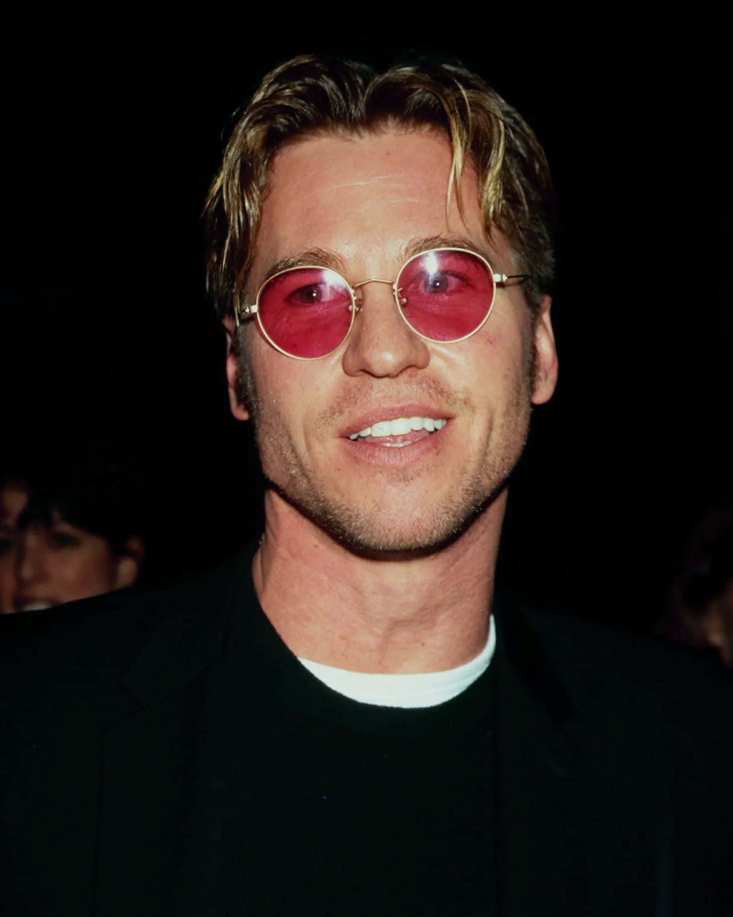 Val Kilmer, pink sunglasses, round red-tinted sunglasses, HD Phone Wallpaper