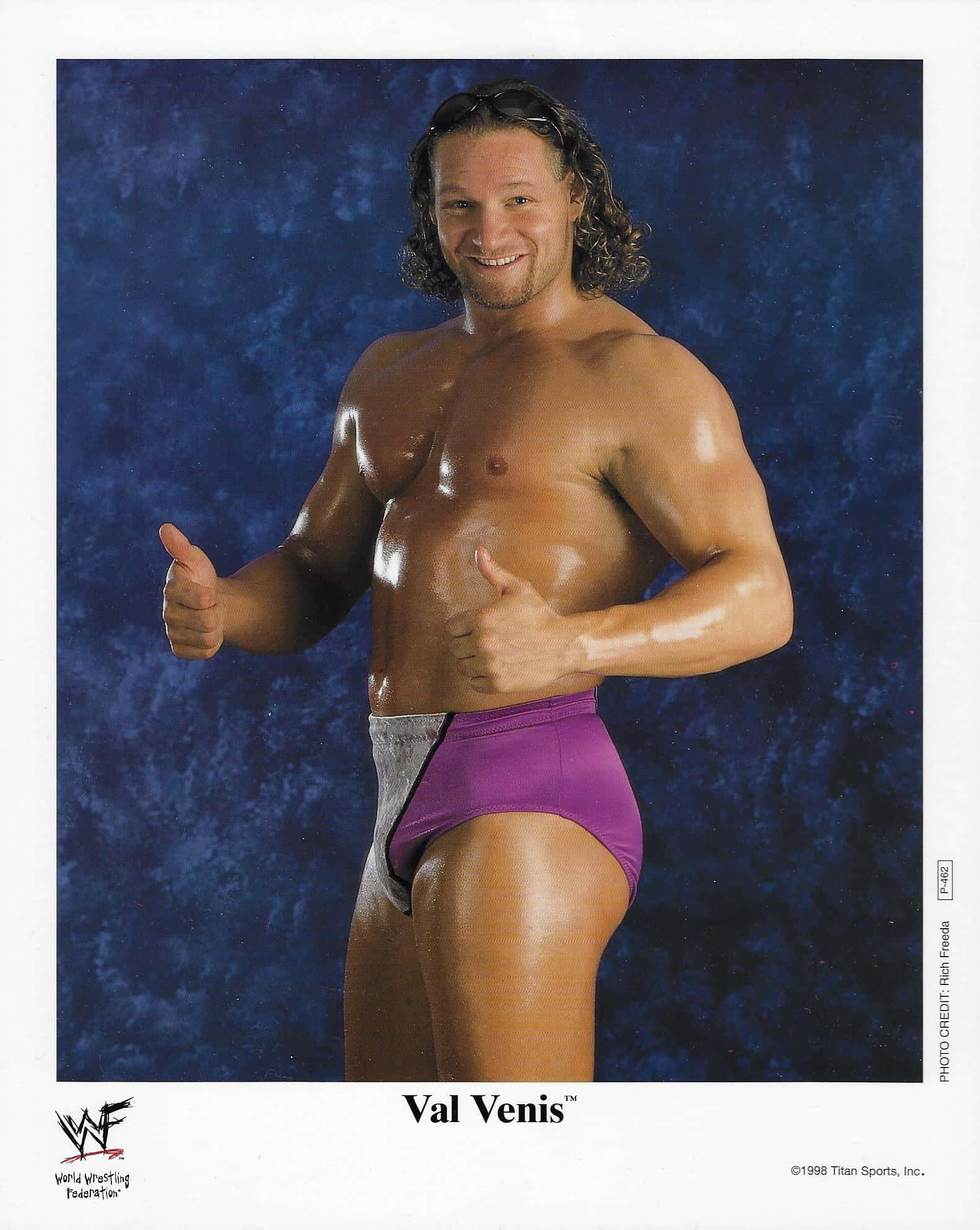 Val Venis, purple trunks, textured blue backdrop, Full HD Phone Wallpaper