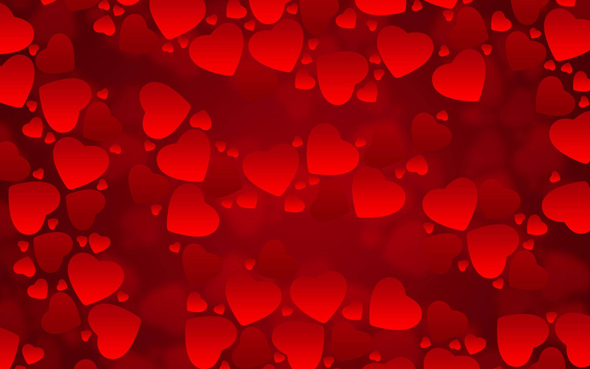 bright red hearts, vibrant red background, overlapping heart shapes, Full HD Desktop Wallpaper