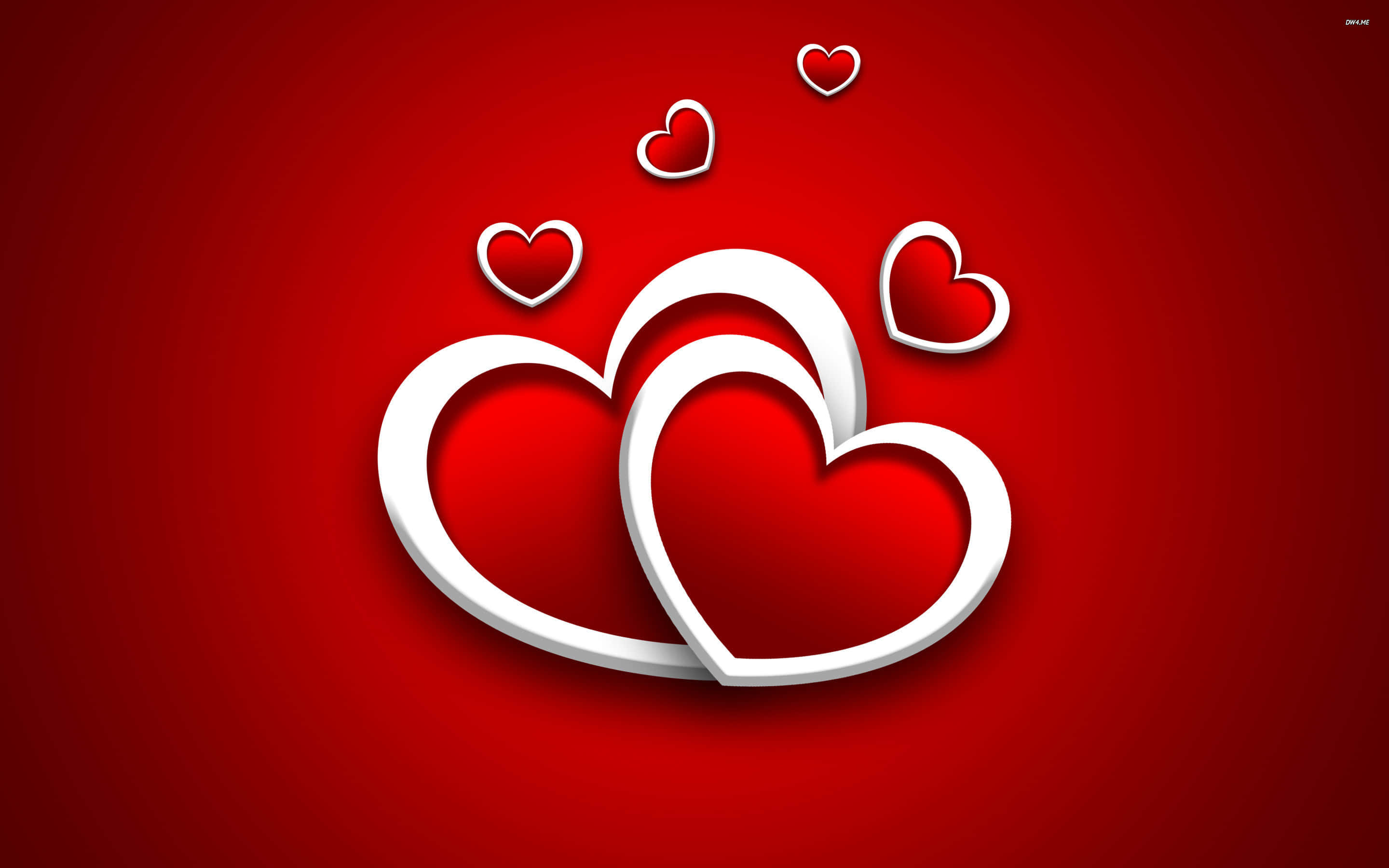 red heart, white hearts, floating red hearts, 2K Desktop Wallpaper