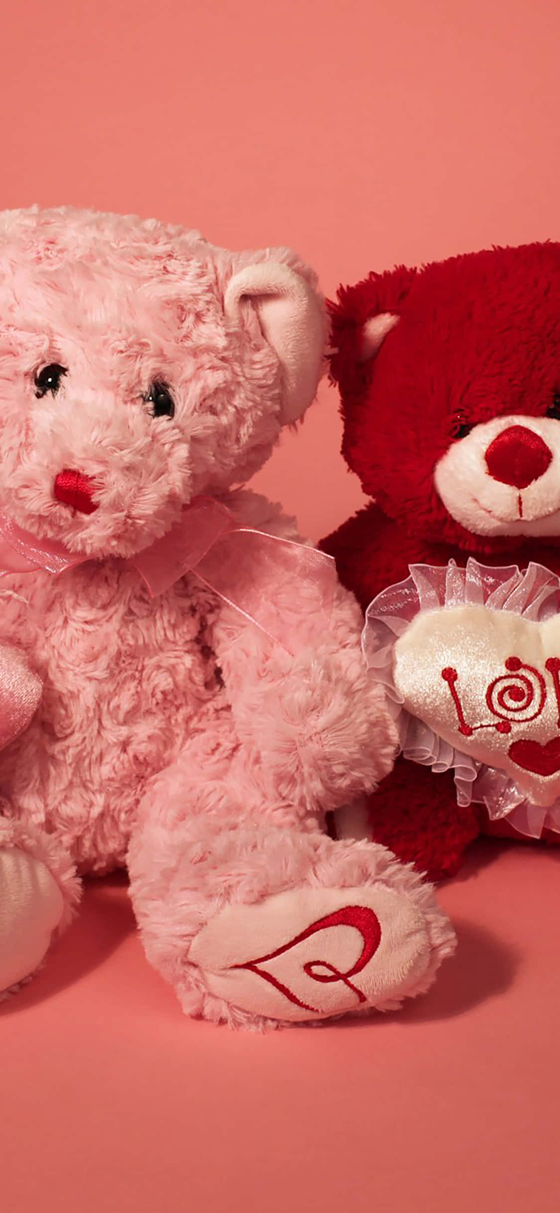 teddy bear, pink, red, Full HD Phone Wallpaper