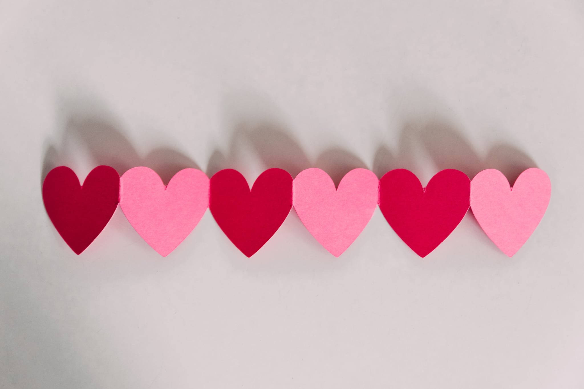 Valentines Day Desktop, red paper hearts, pink paper hearts, Full HD Desktop Wallpaper