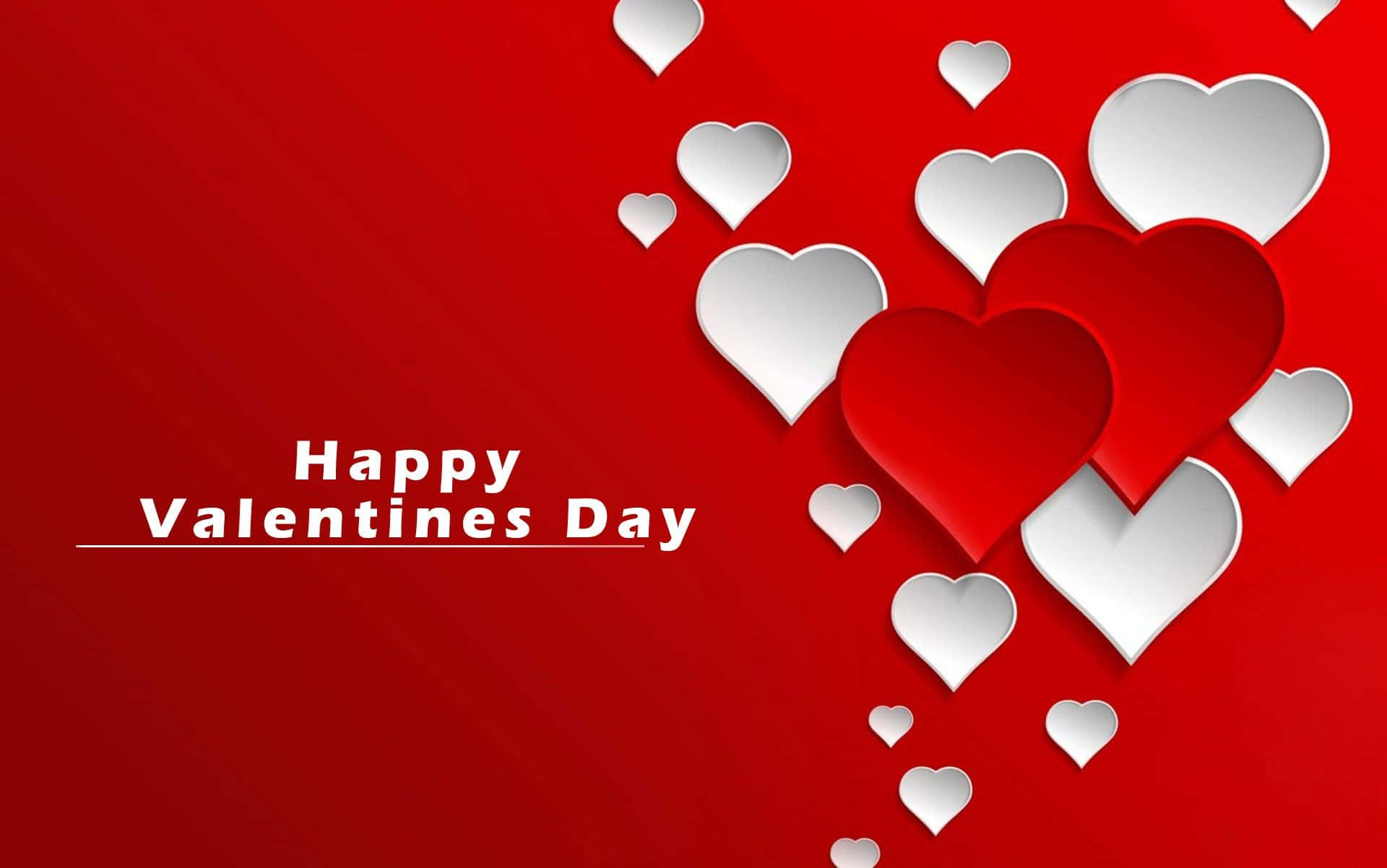 Happy Valentines Day, Vibrant red, layered paper hearts, Full HD Desktop Wallpaper